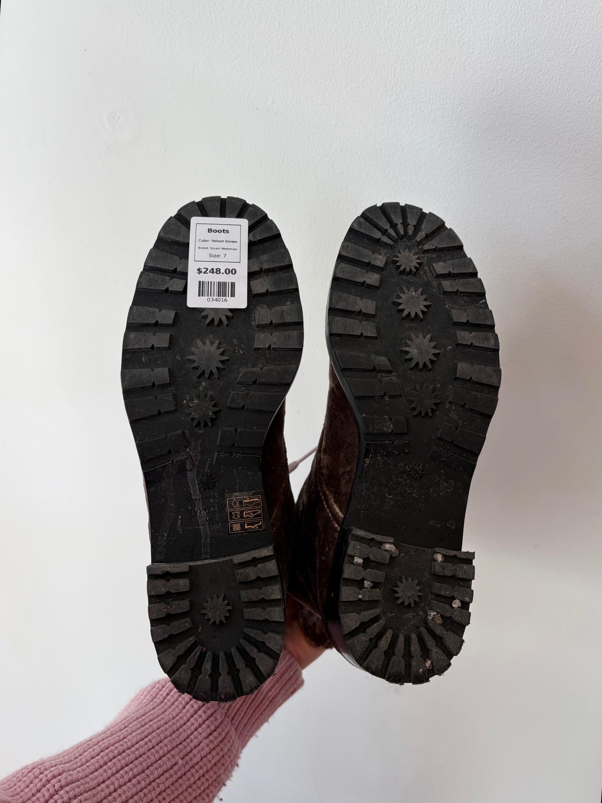 Stuart Weitzman Allie Boots, Velvet brown, 7