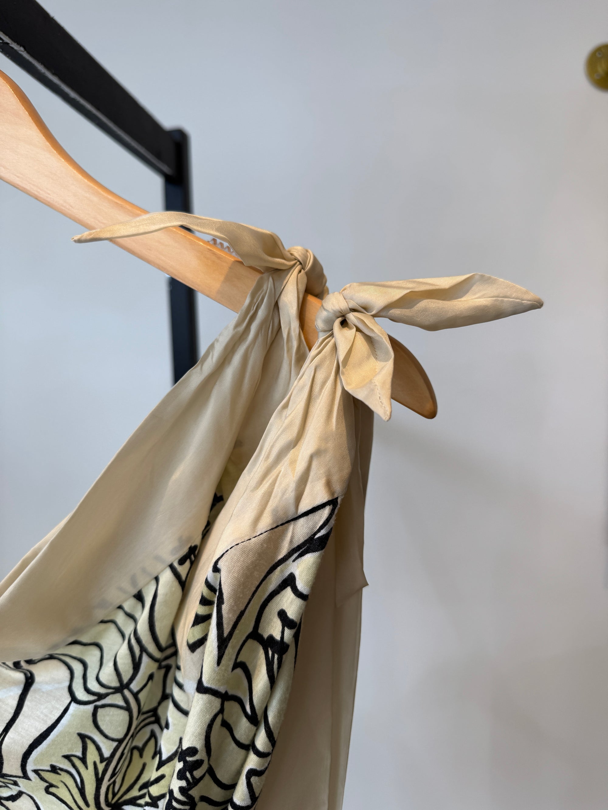 Prada floral jersey top with silk trim, Cream, Small