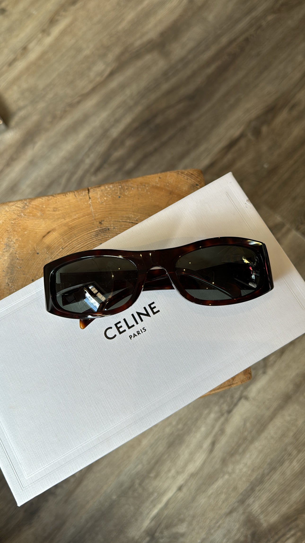 Celine burgundy rectangular sunglasses Tortoise