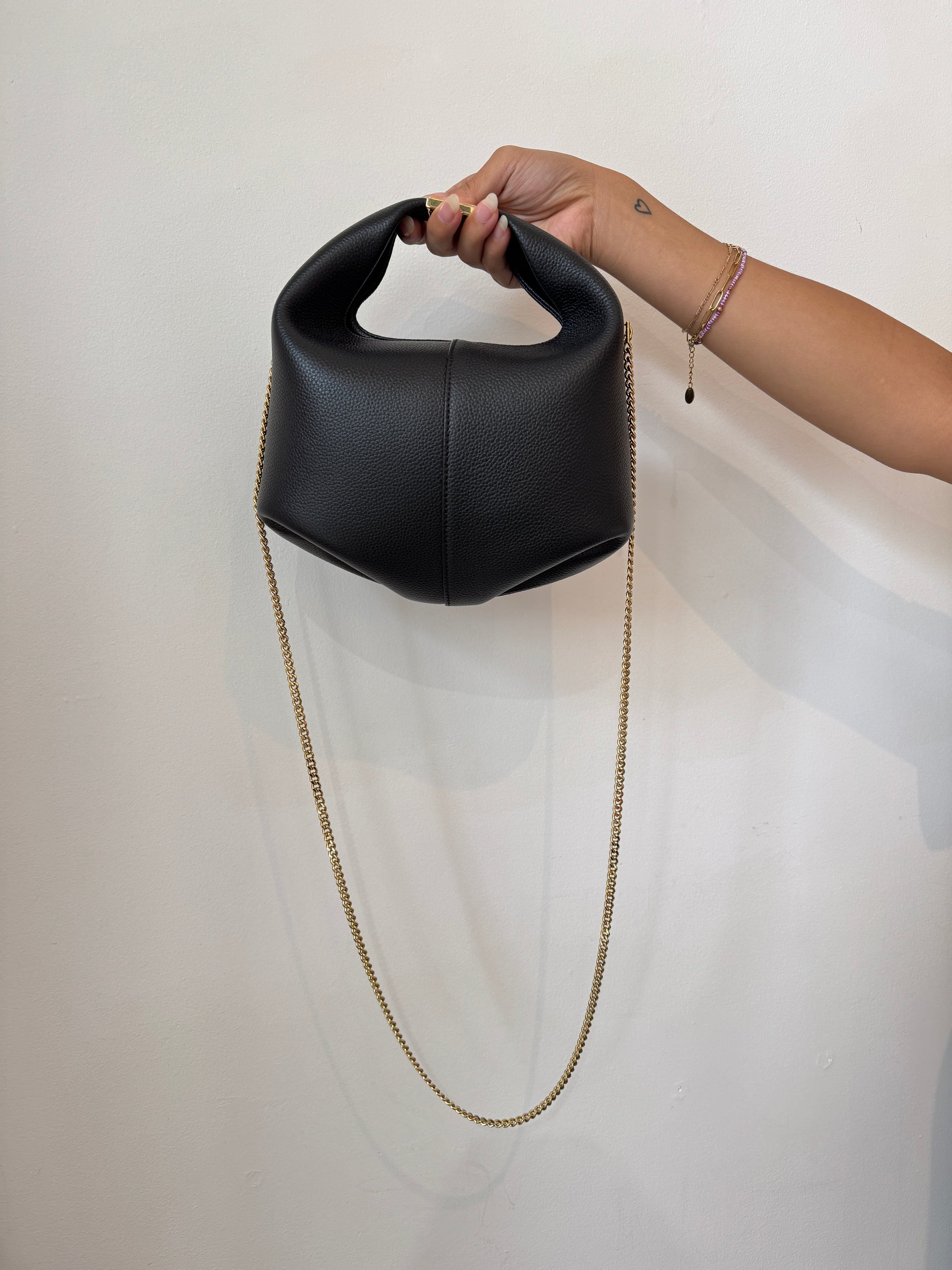 Polene Beri handbag, Black with gold hardware