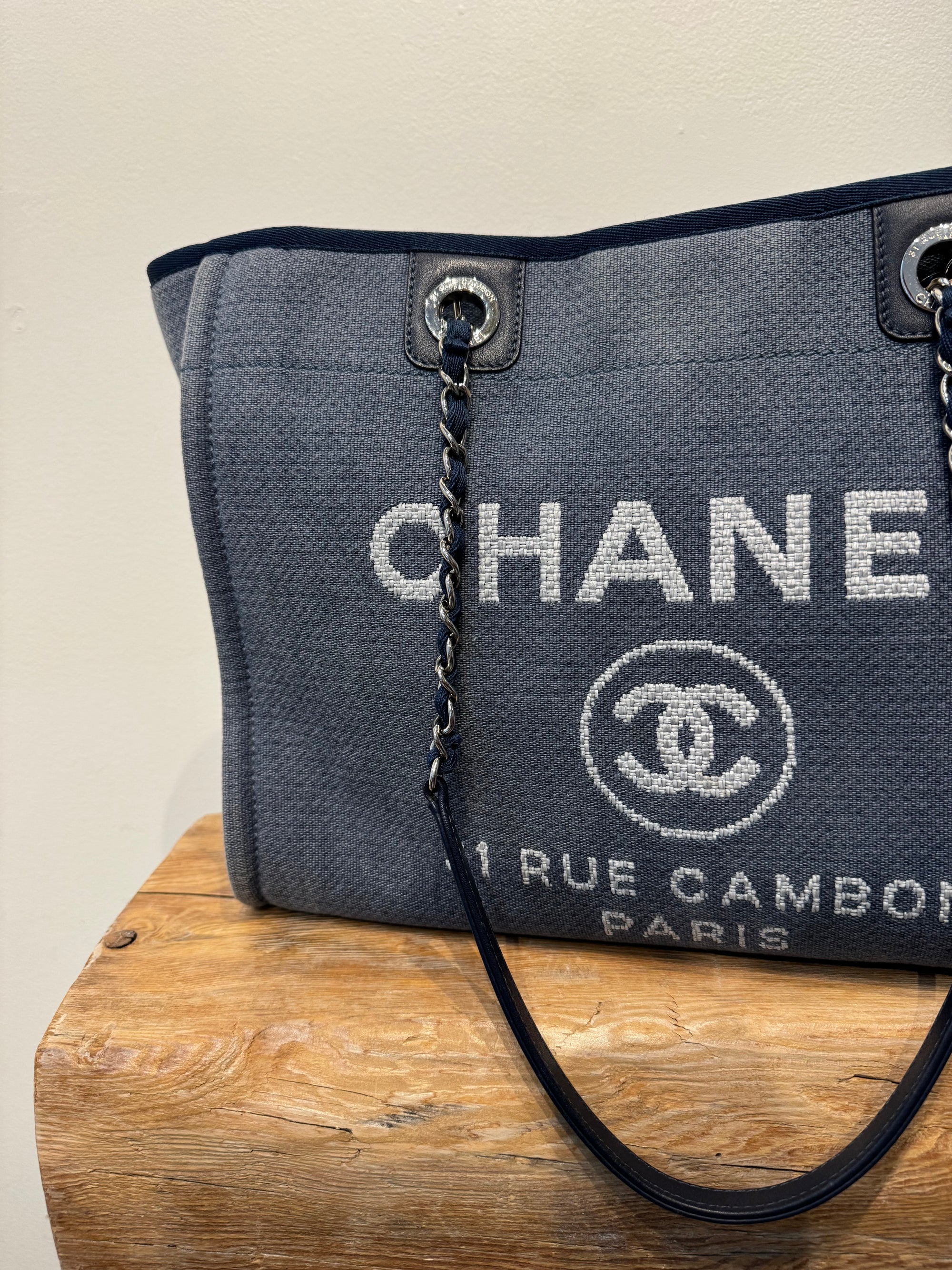 Chanel Small Deauville Shopping Tote, Blue, Small, 2014-2015
