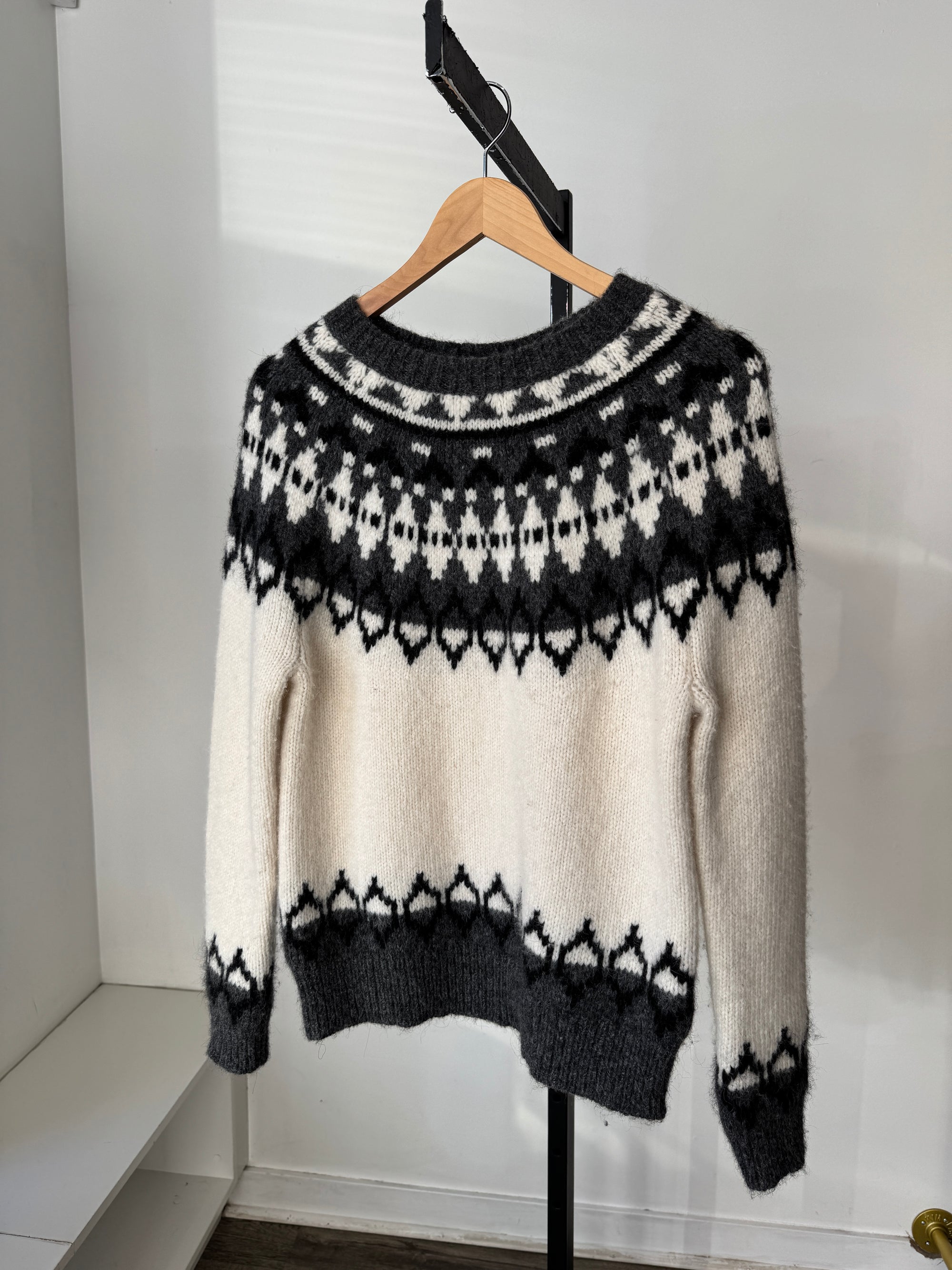 Nili Lotan fairisle sweater, White Grey, XS