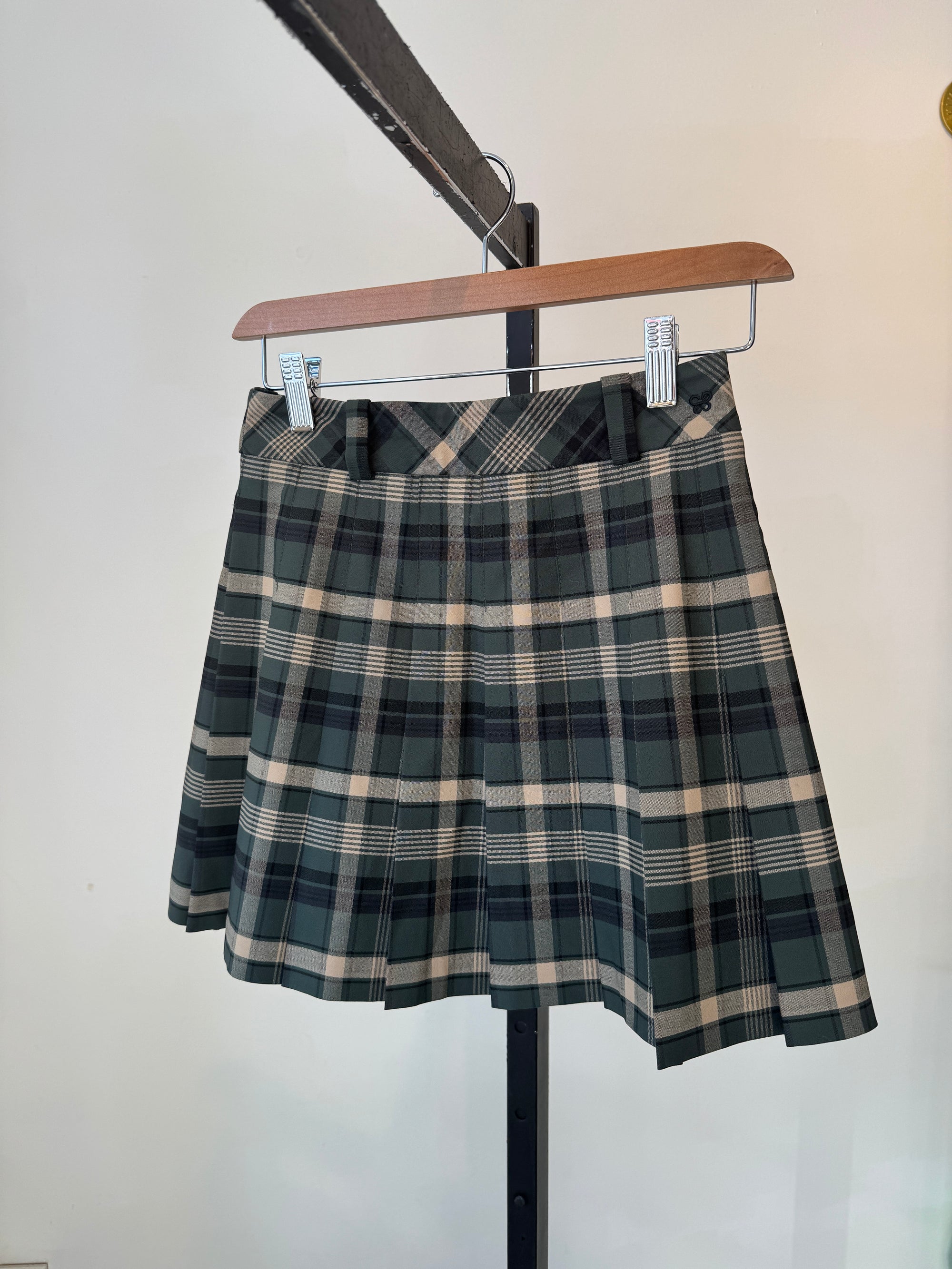 Sunday Best Plaid Pleated mini skirt,  Green Multi, 0