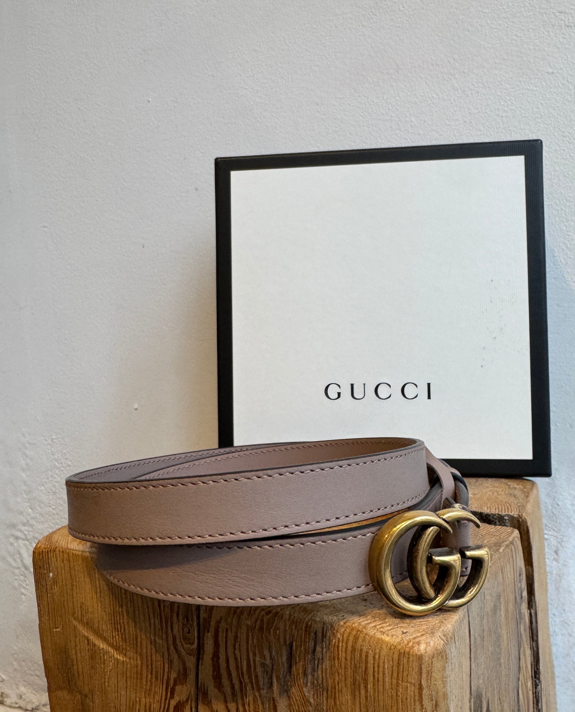 Gucci GG Marmont Thin Belt, Blush/Nude, 100 / 40