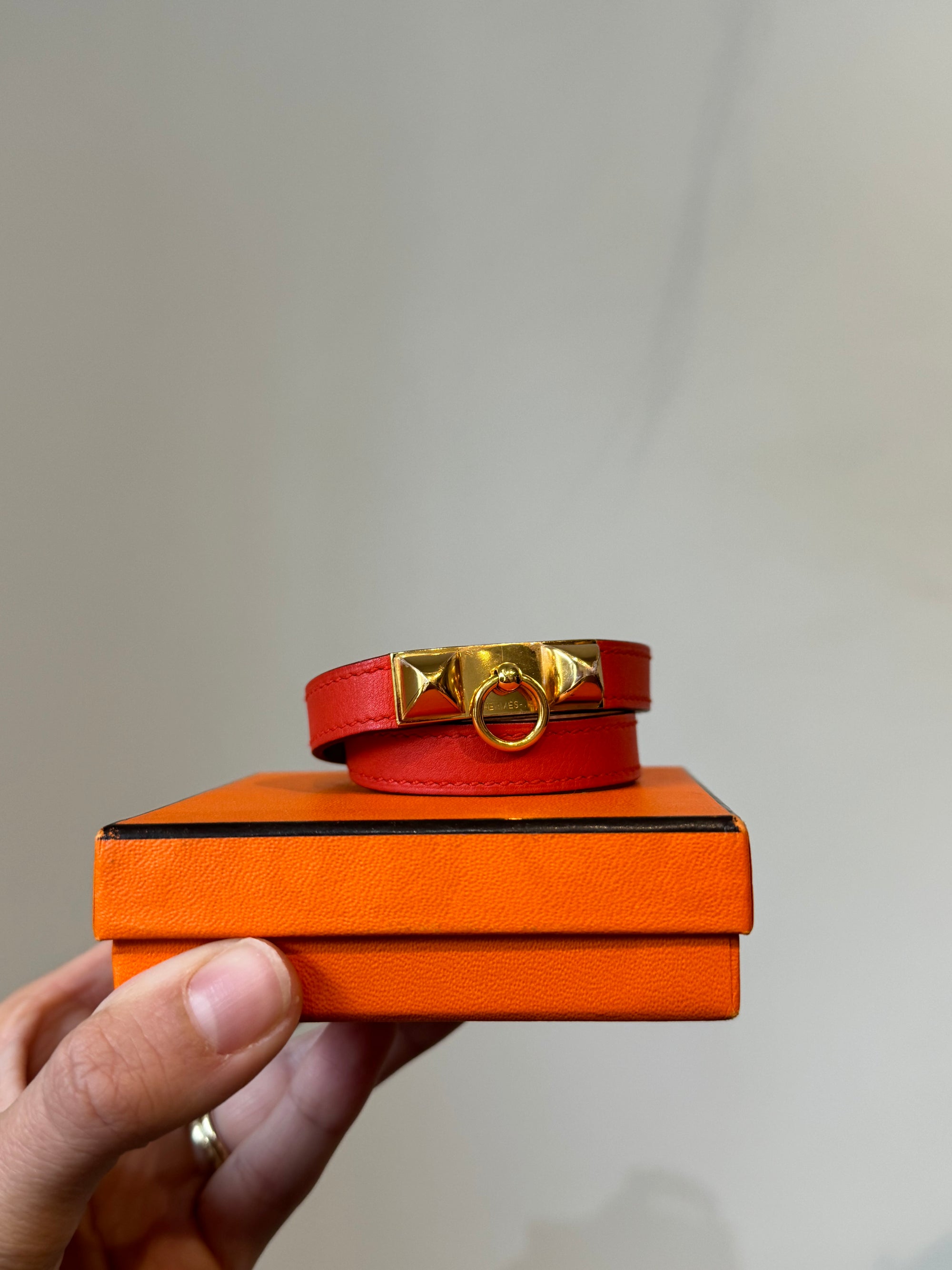 Hermes Rivale Double Tour Bracelet in Orange