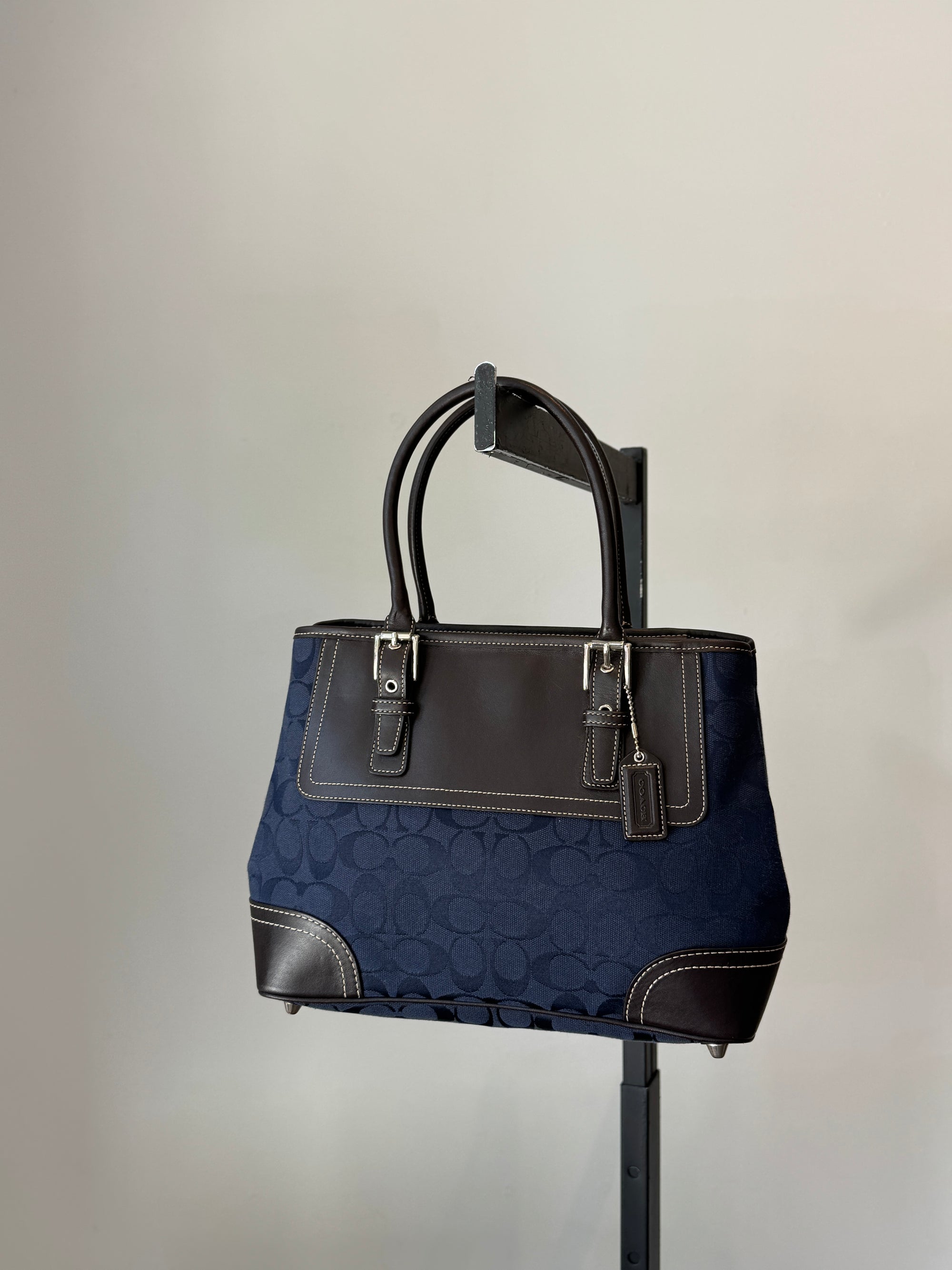 Coach Navy and Brown Shoulder Bag Navy