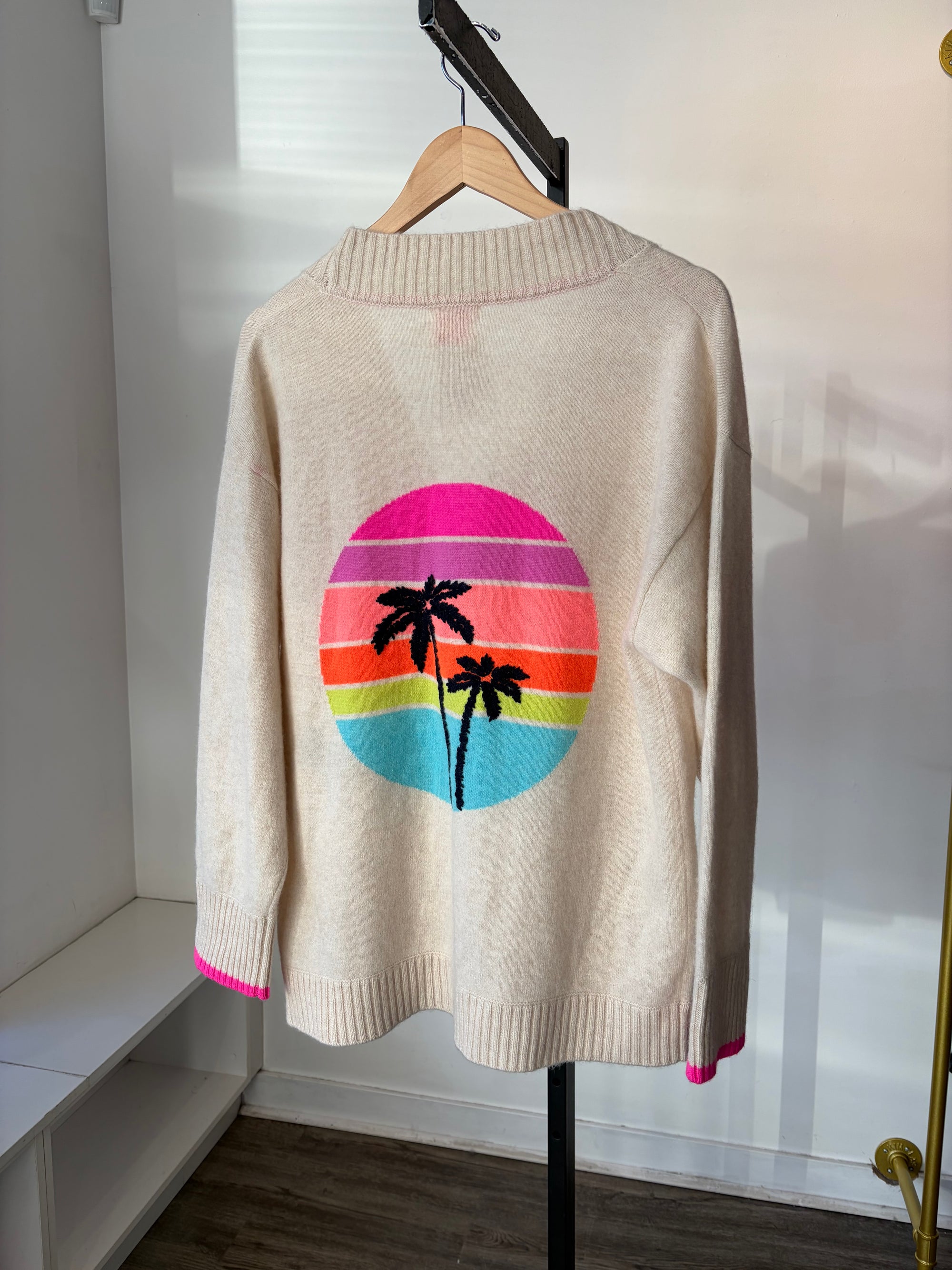 Brodie cashmere, Malibu Sunset Cashmere Cardigan, Cream, Small