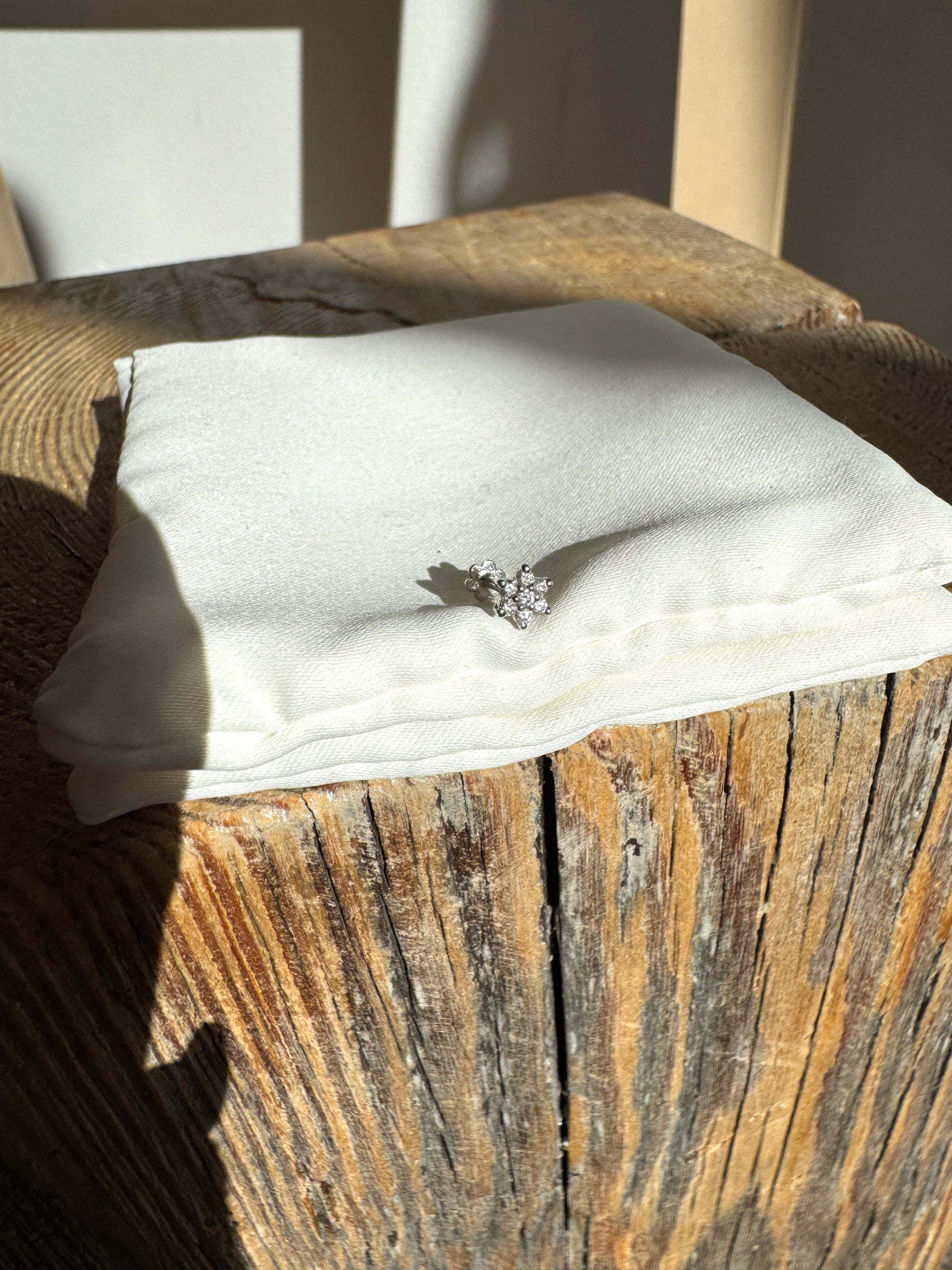 Maria Tash Diamond Flower Threaded Stud Earring, White Gold