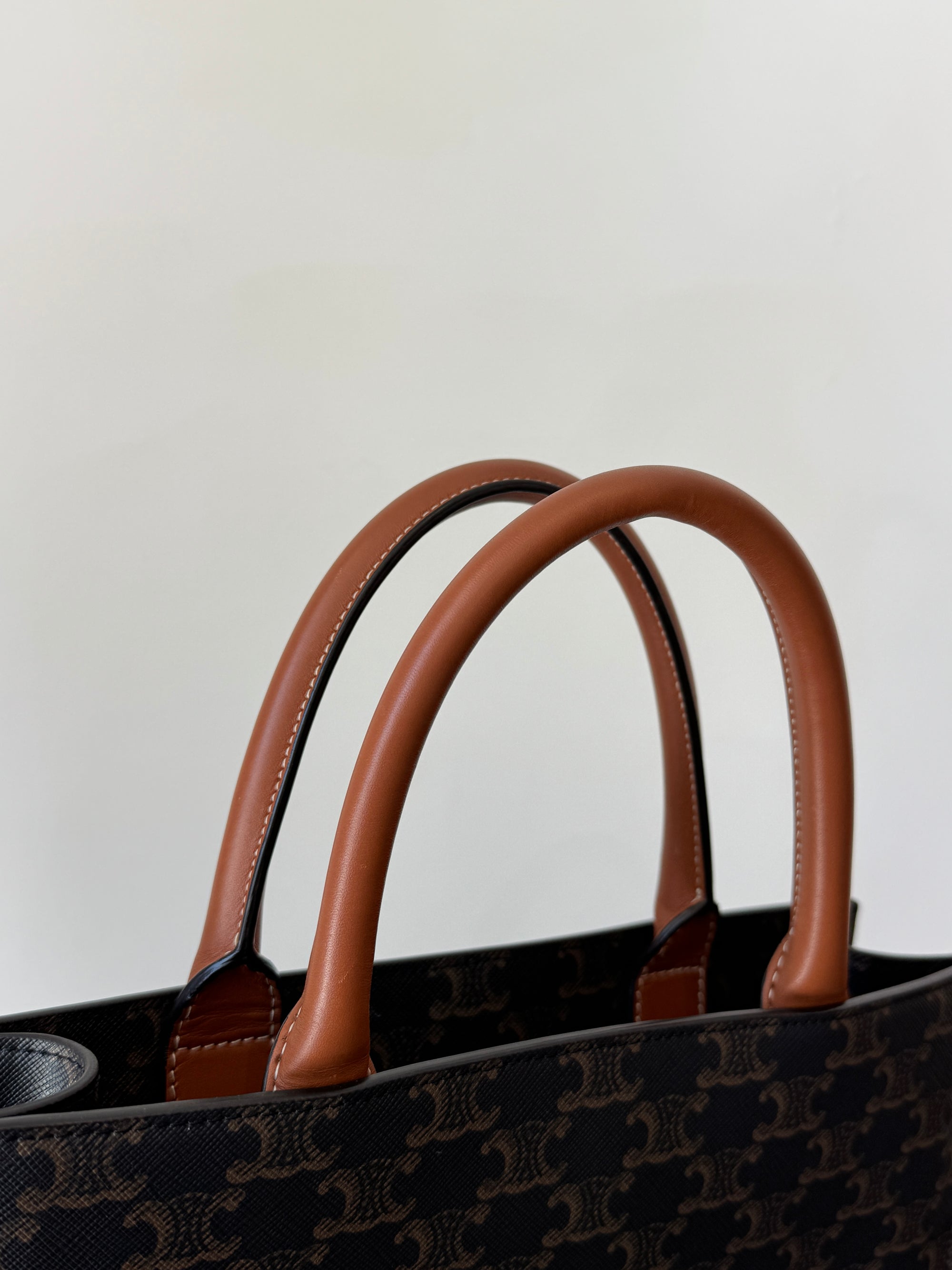 Celine Cabas Small Vertical Triomphe Print Tote