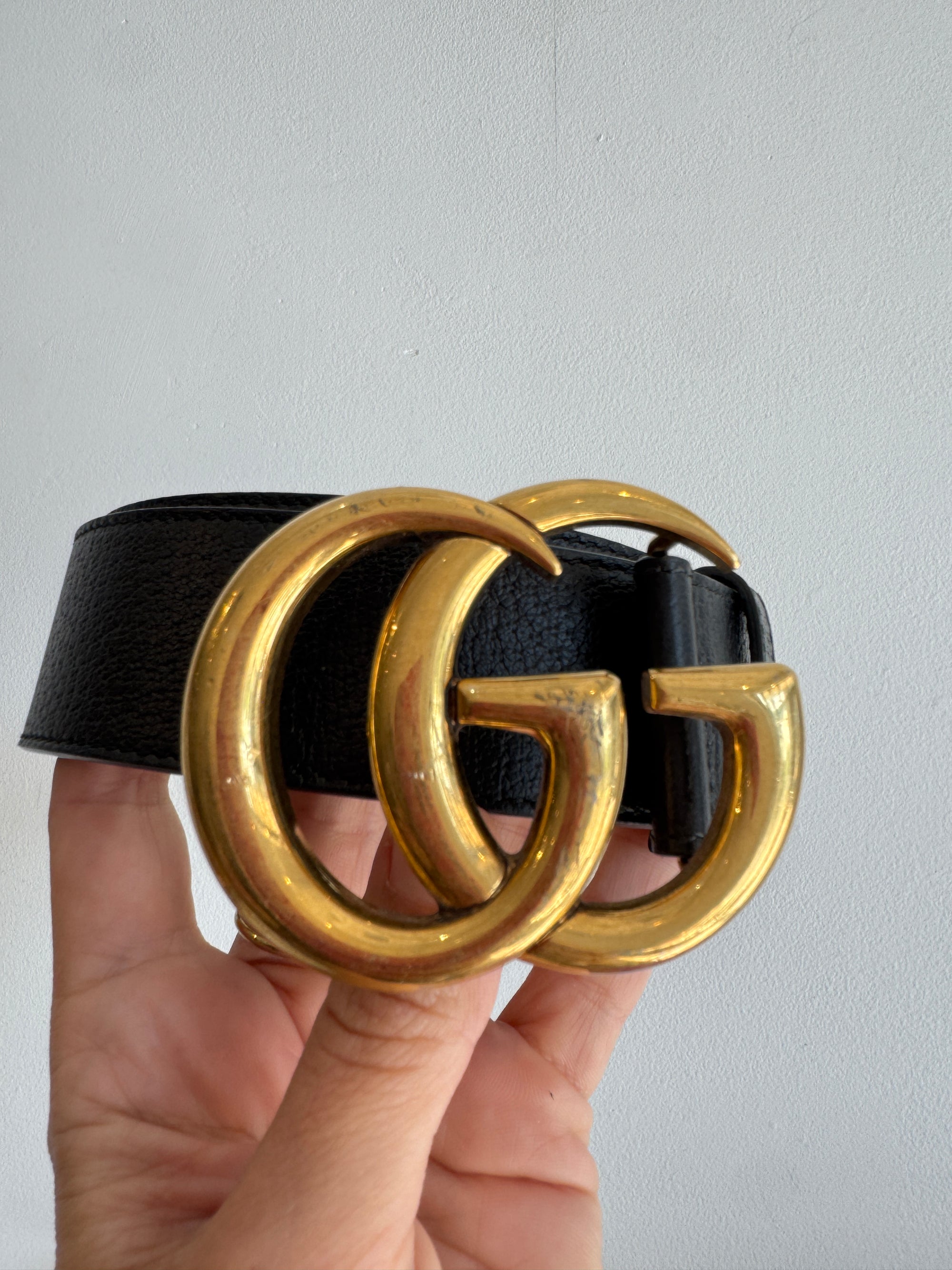 Gucci GG Wide Belt Black/Gold, 85/34