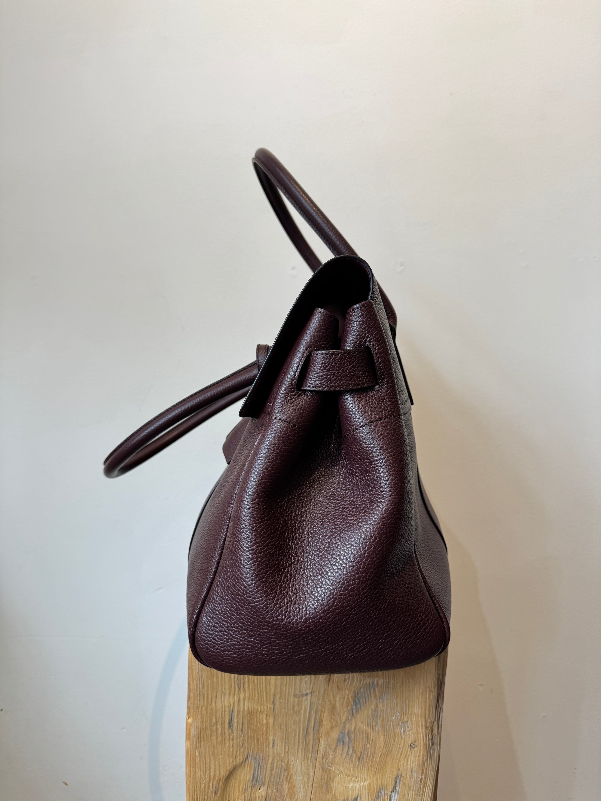 Mulberry Bayswater Handbag, Black Cherry with Small Classic Grain detailing