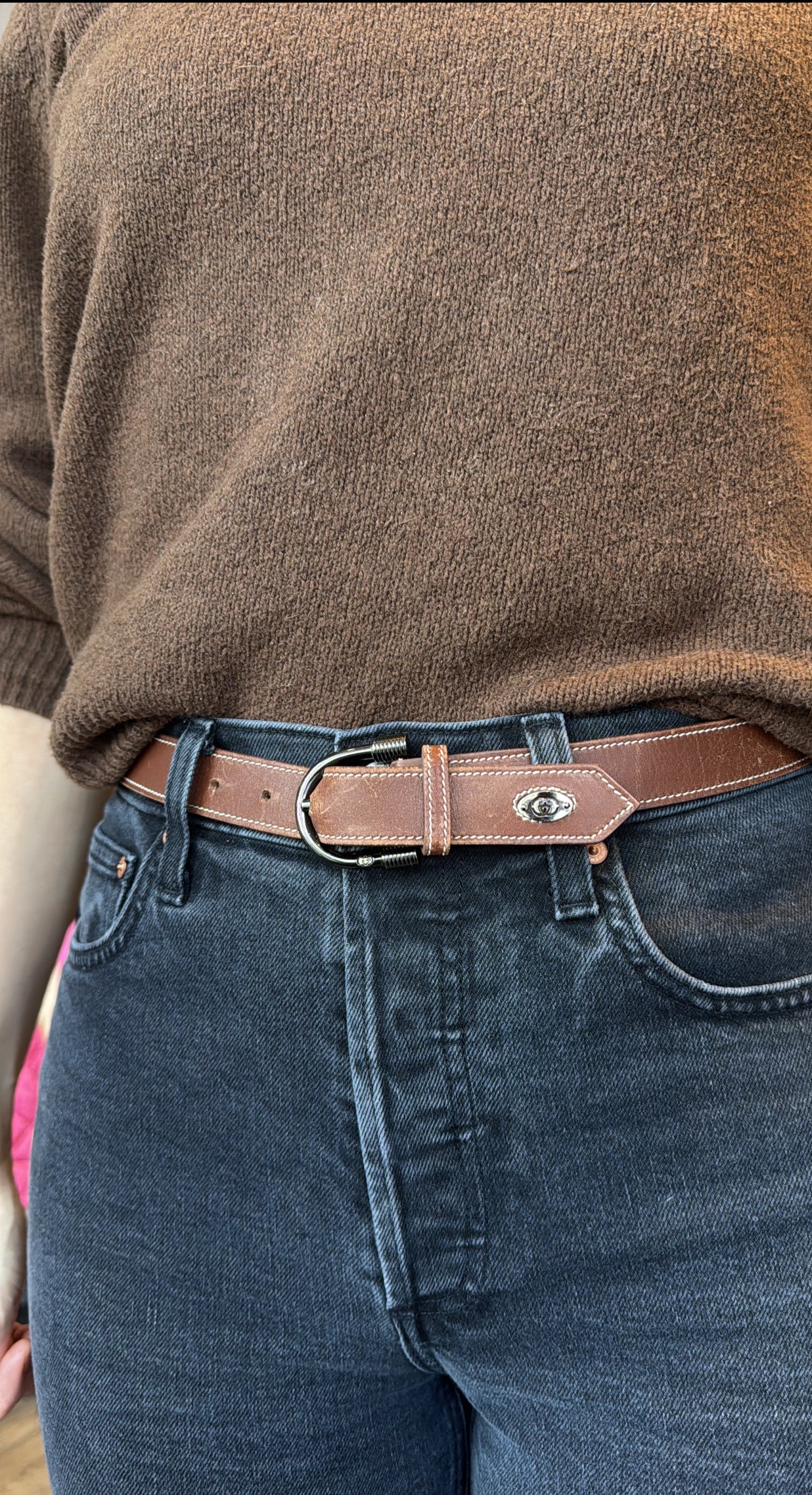 Gucci Brown Leather Vintage Belt, XS