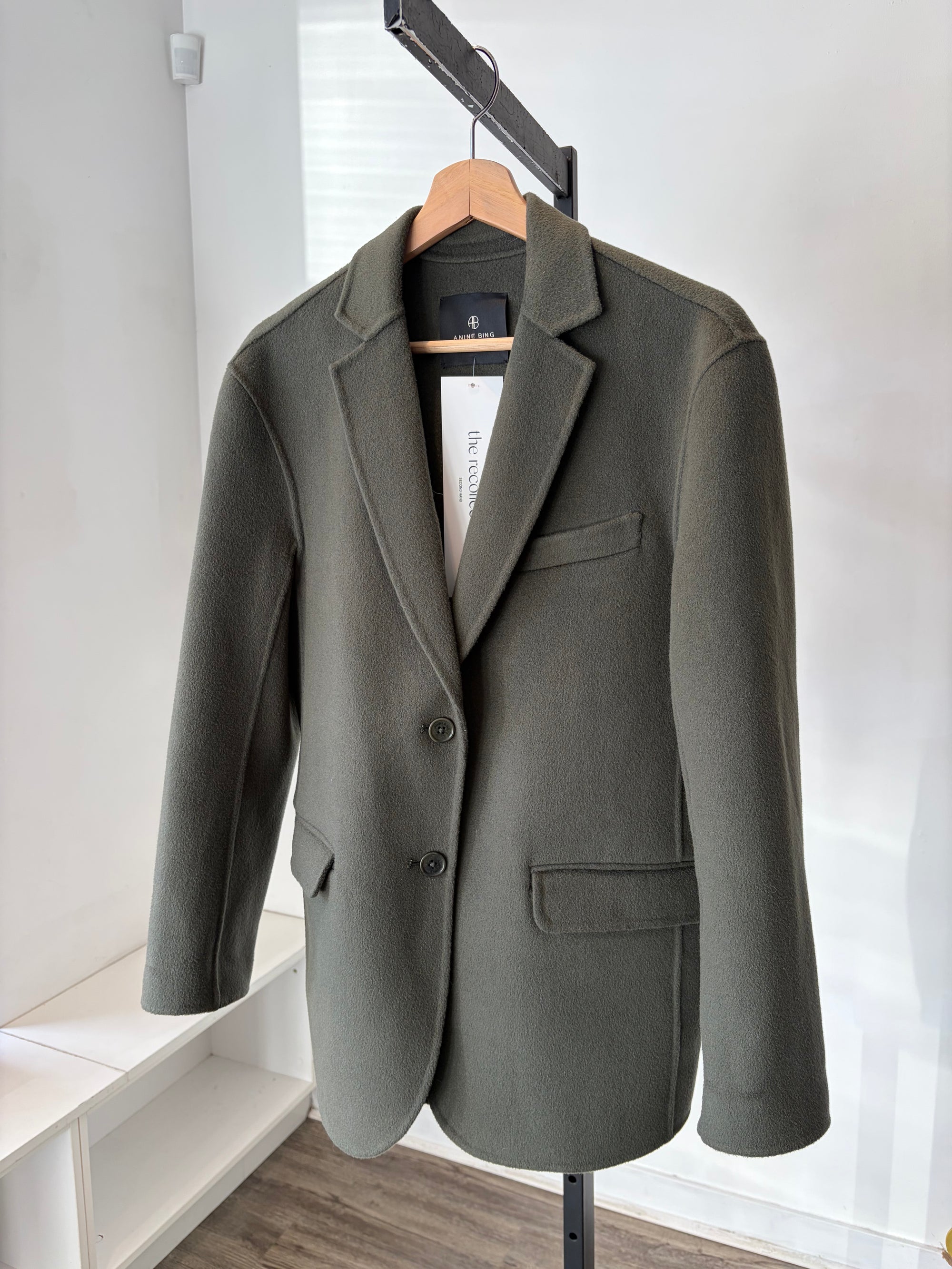 Anine Bing Quinn Blazer, Olive, XS