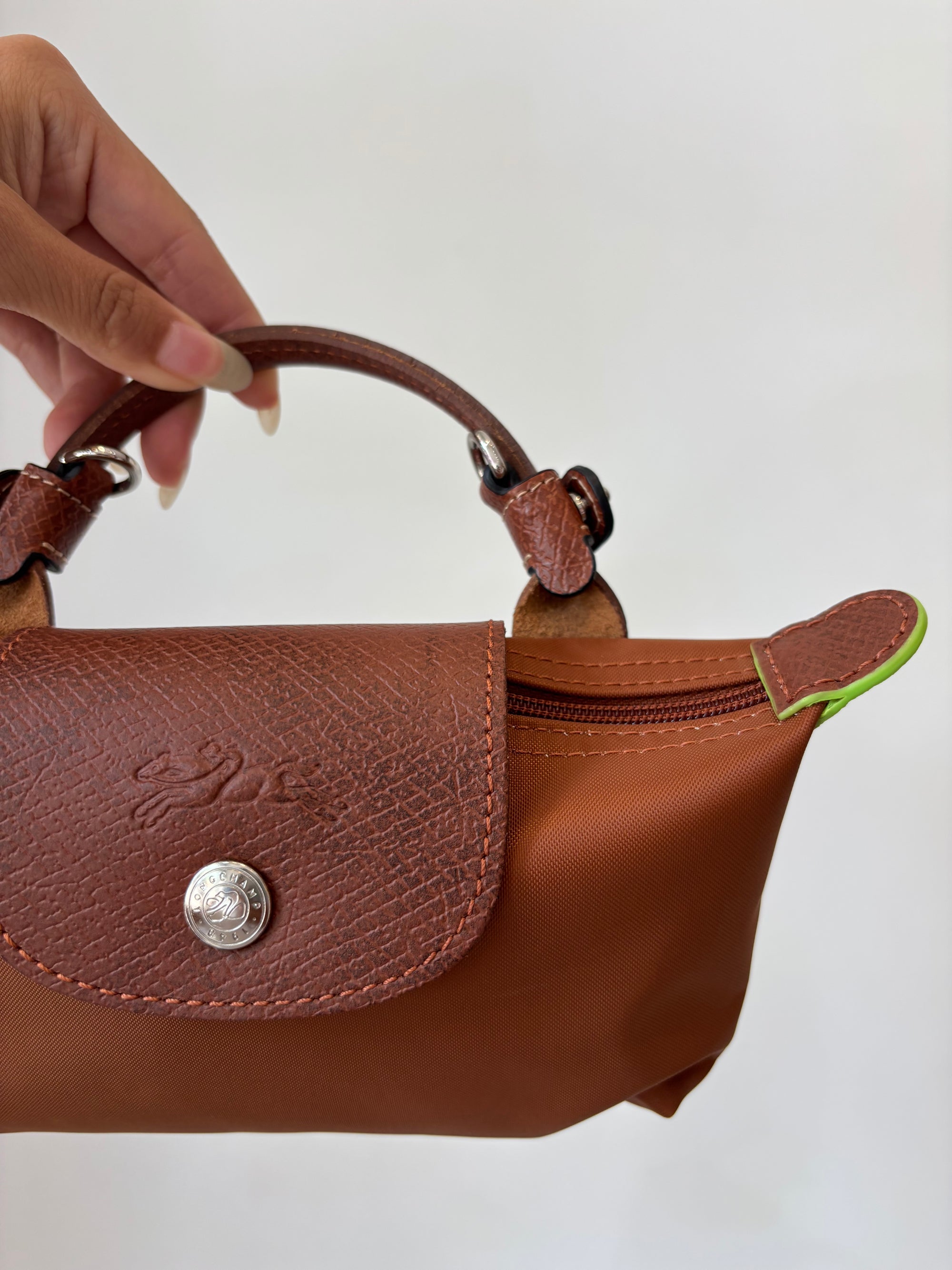 Lonchamp Le Pliage Small Pouch, with crossbody strap, Brown