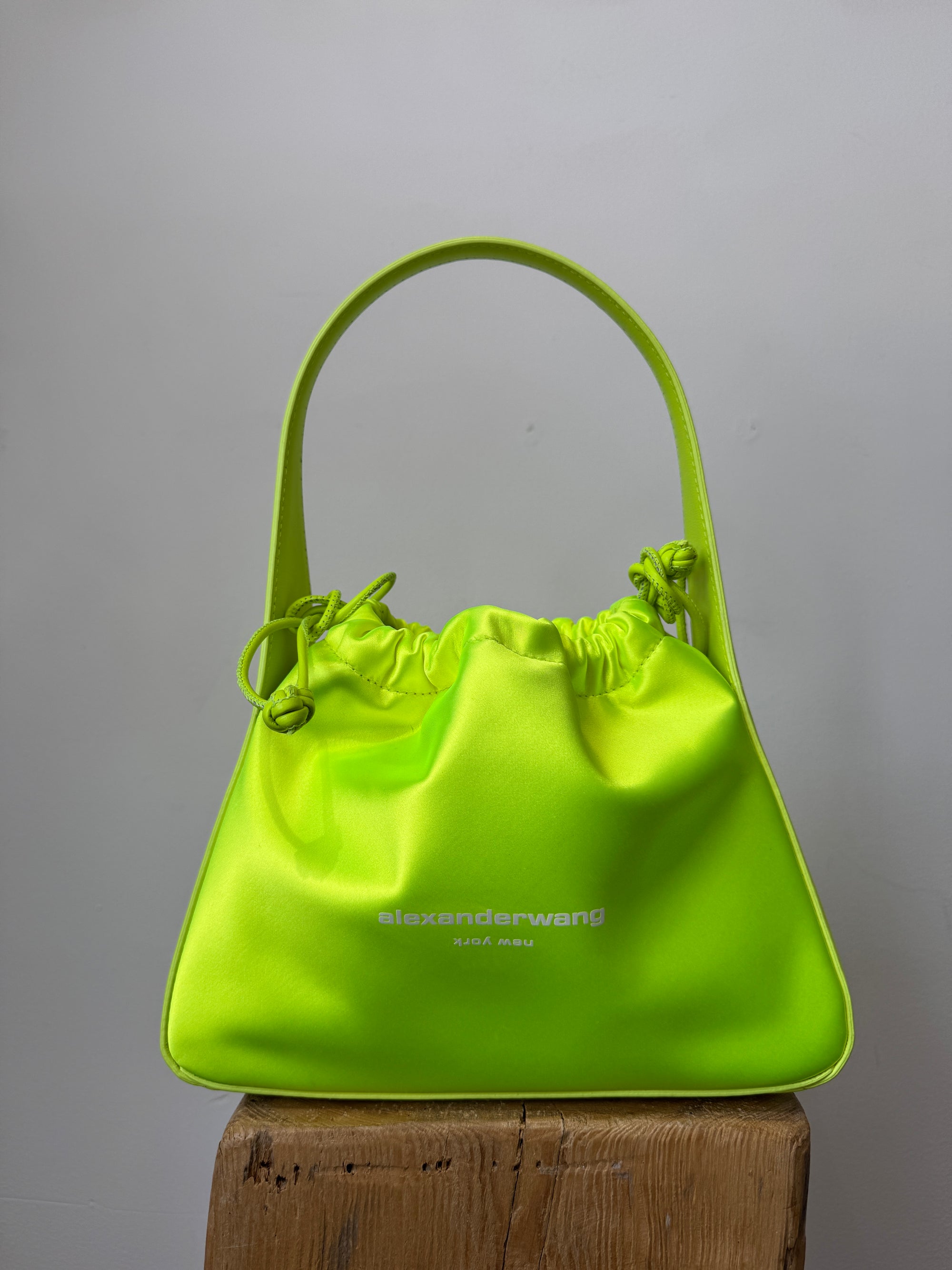 Alexander Wang Neon satin drawstring bag