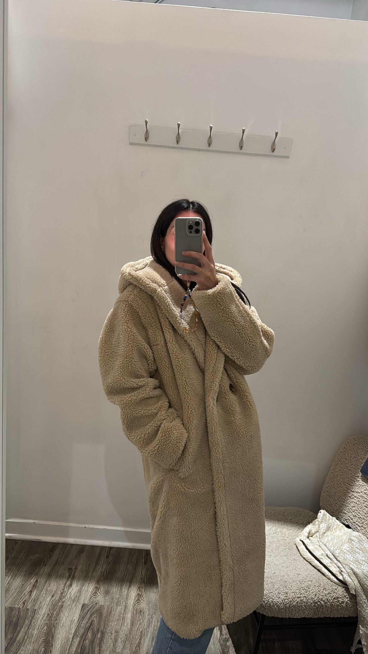 Apparis mia 2 pluche hooded faux shearling coat, Large