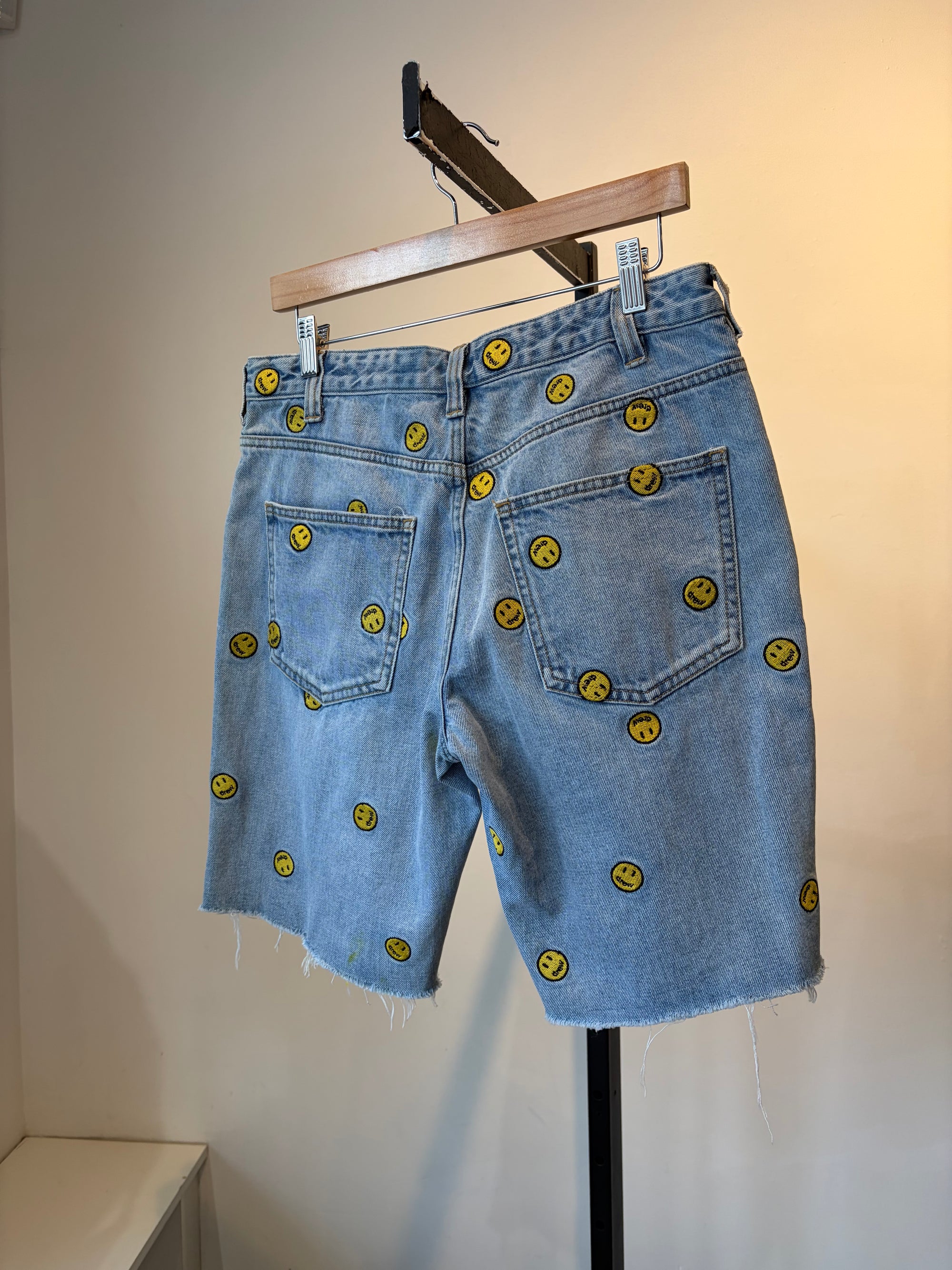 Drew House Blue/printed Denim shorts, 32