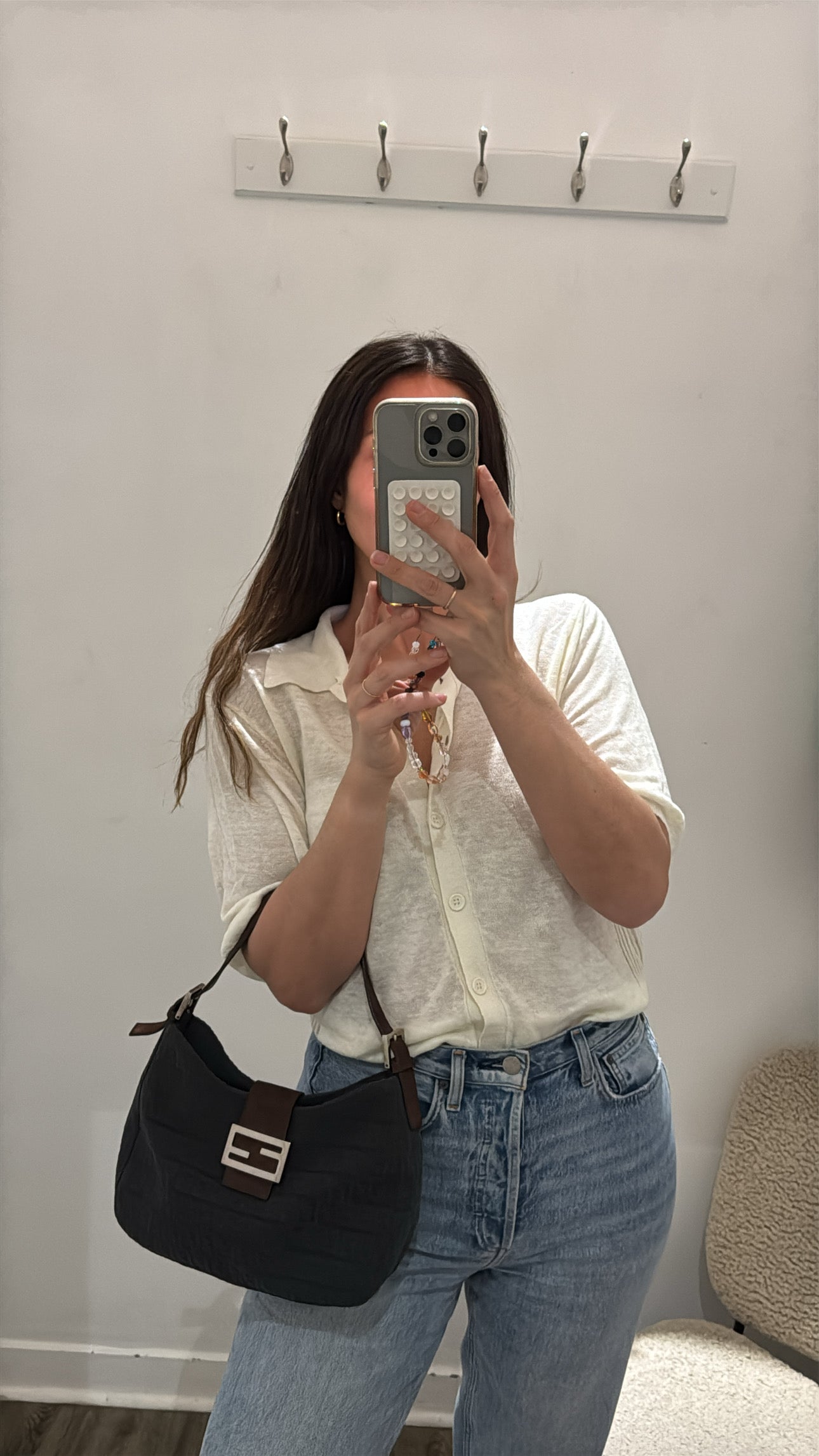 Fendi Vintage Hobo Shoulder Bag, Zucchino Monogram, Black/Brown