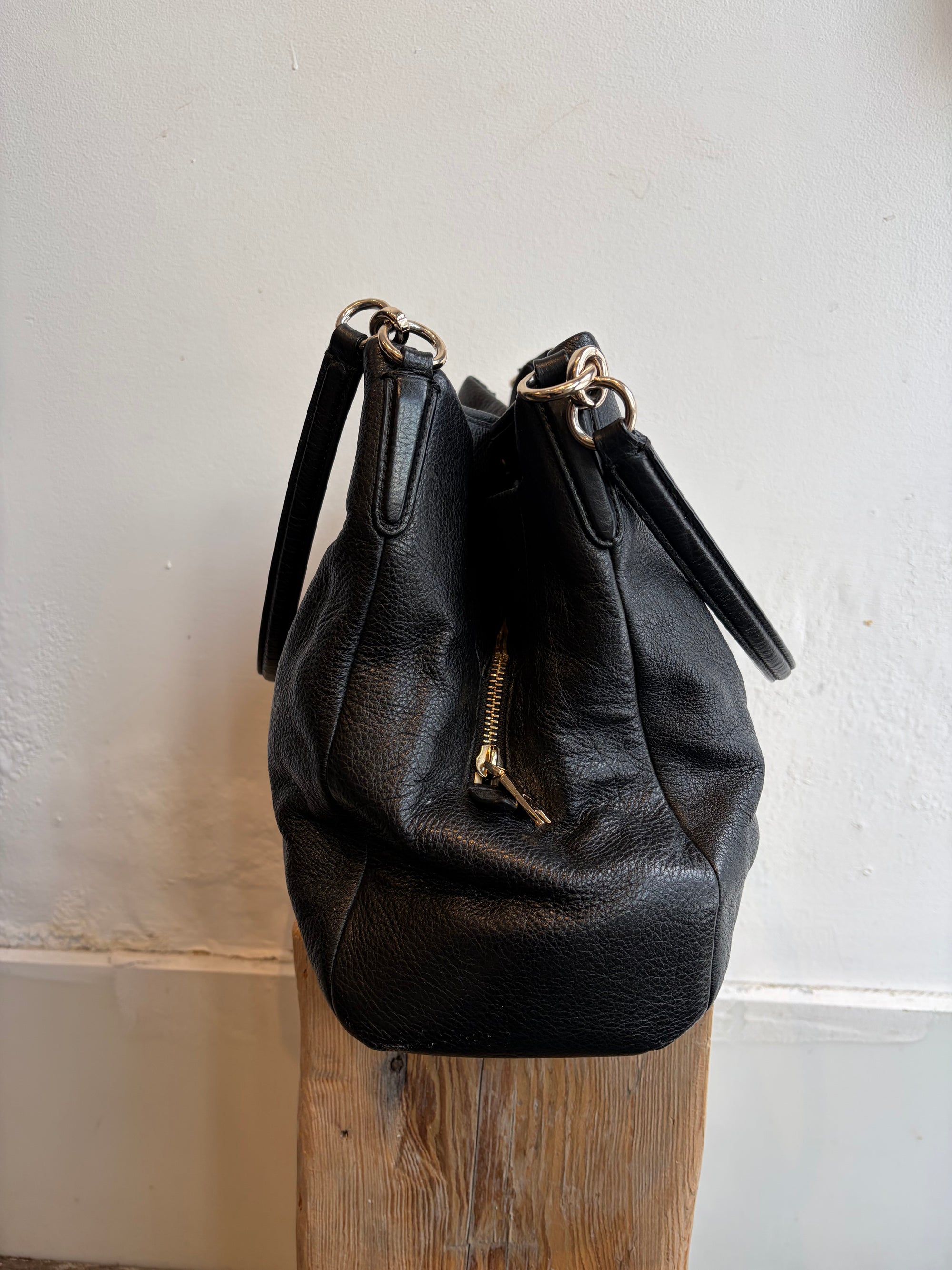 Coach Madison Pheobe Pebbled Leather Shoulder Bag, Black