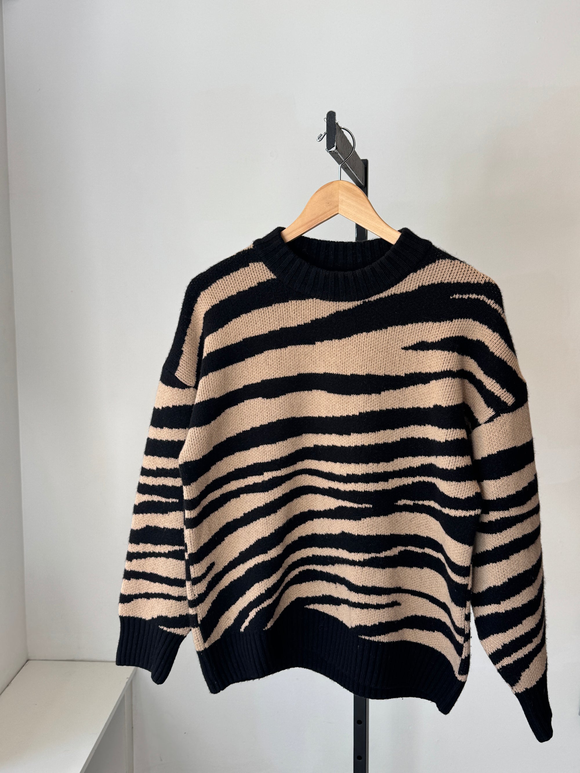 Anine Bing Knit Sweater, Camel Black, XS