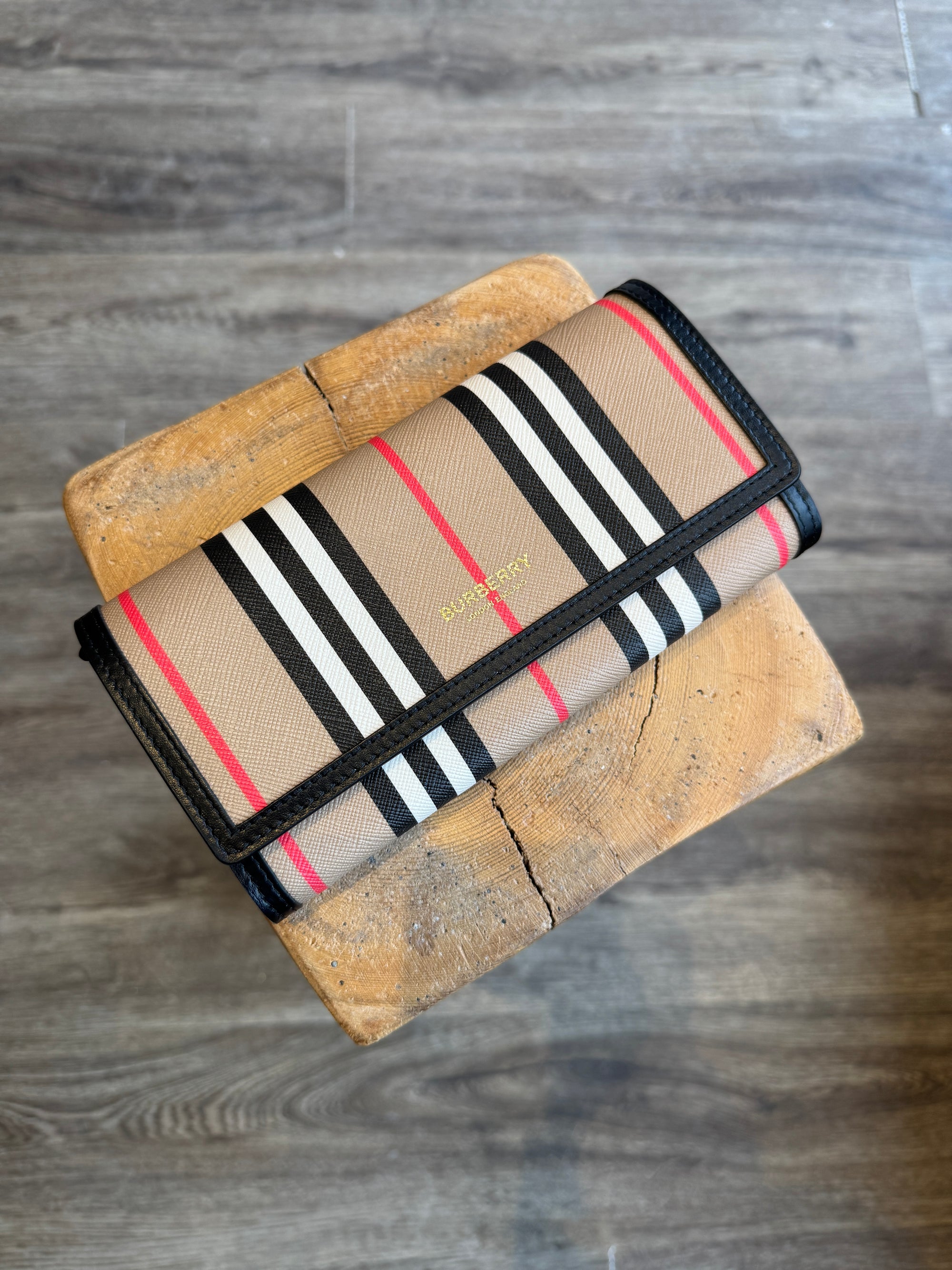 Burberry Halton Icon Stripe Canvas Flap Wallet