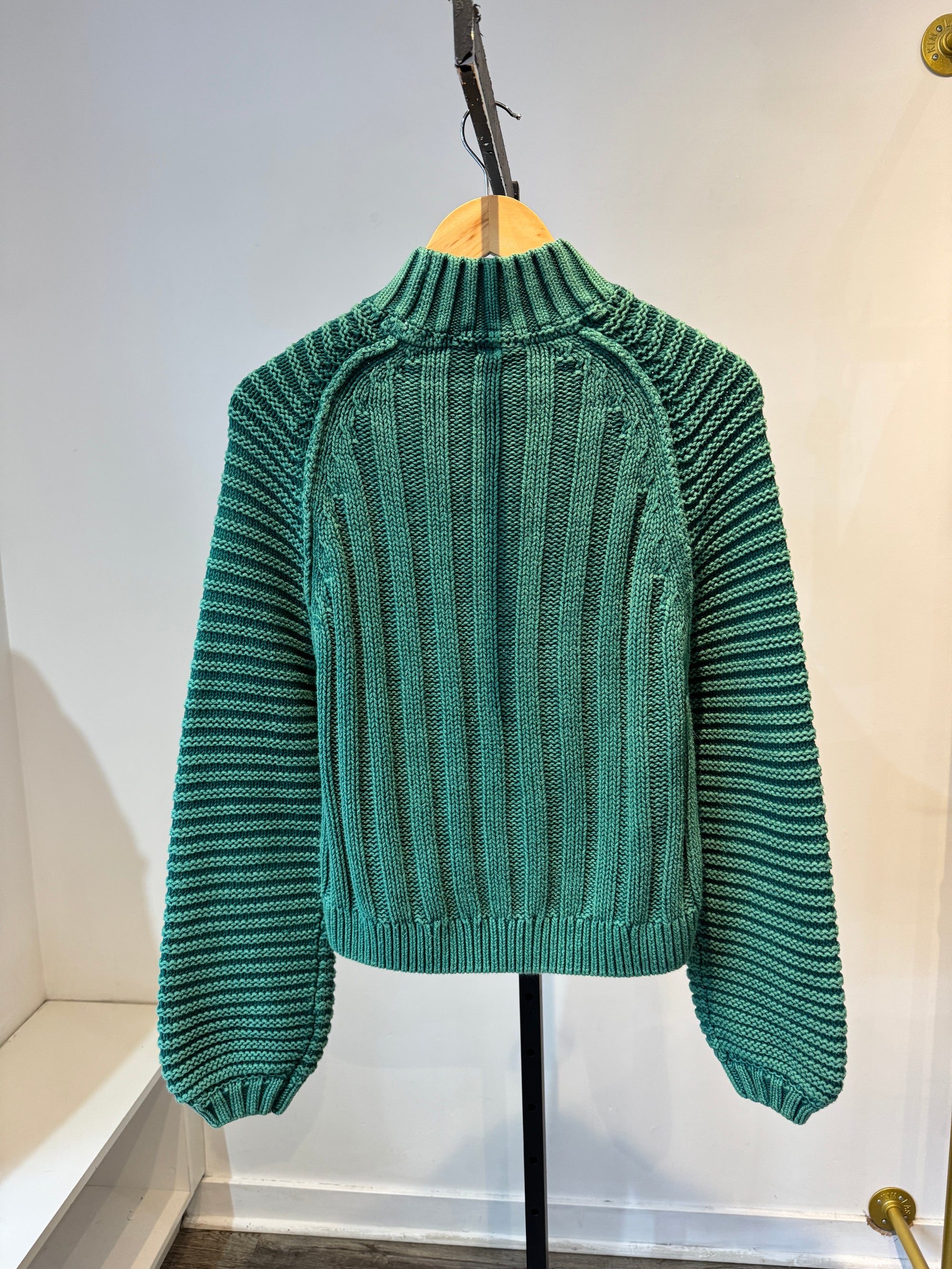 Free People chunky knit mock neck sweater, Green, XS