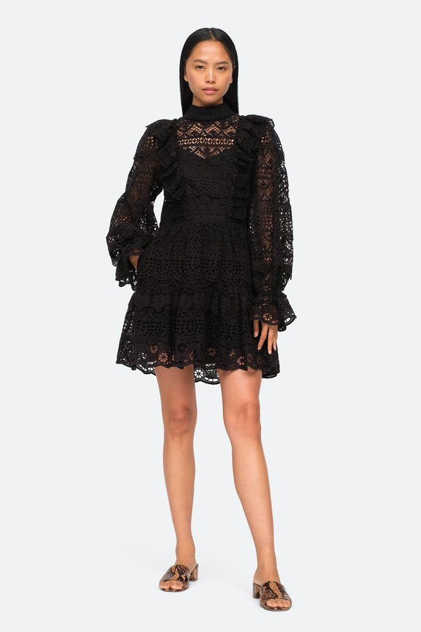 Sea New York, Patrizia Lace Open Back Mini Dress, 0