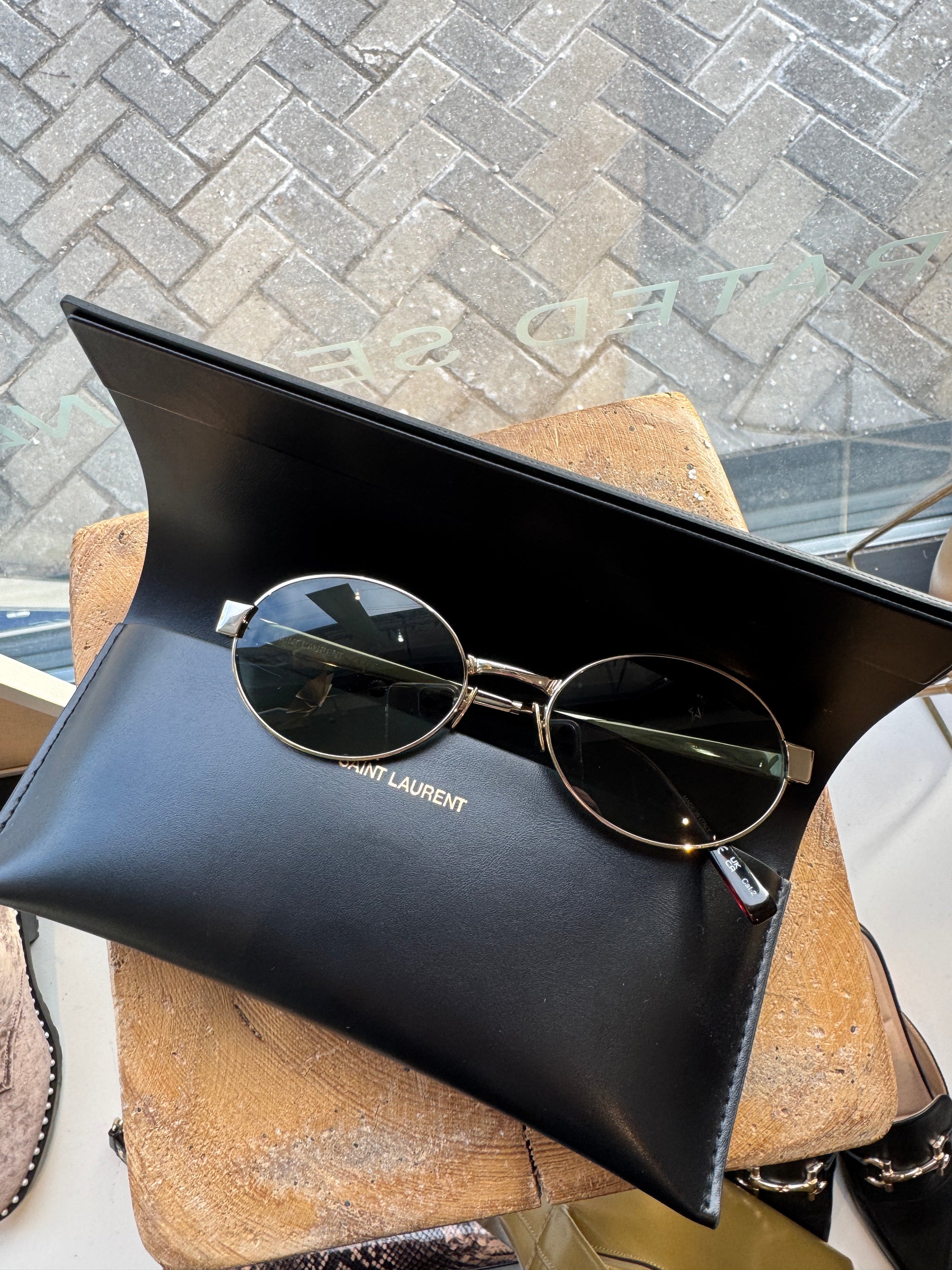 Saint Laurent oval sunglasses, Gold/Green