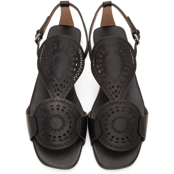 Alaïa plastron openwork flat sandals Footwear Black, 39