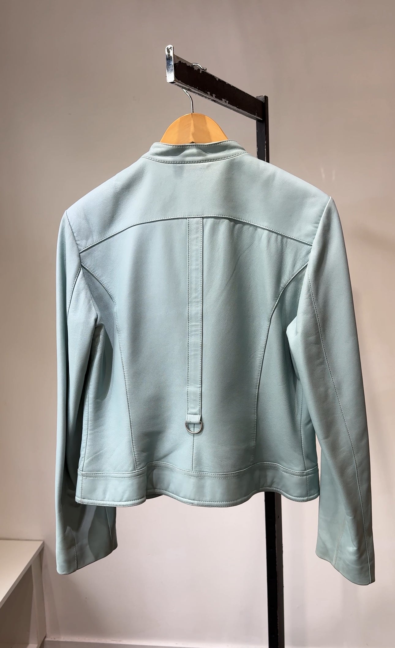 Danier Baby Blue Leather Moto Jacket