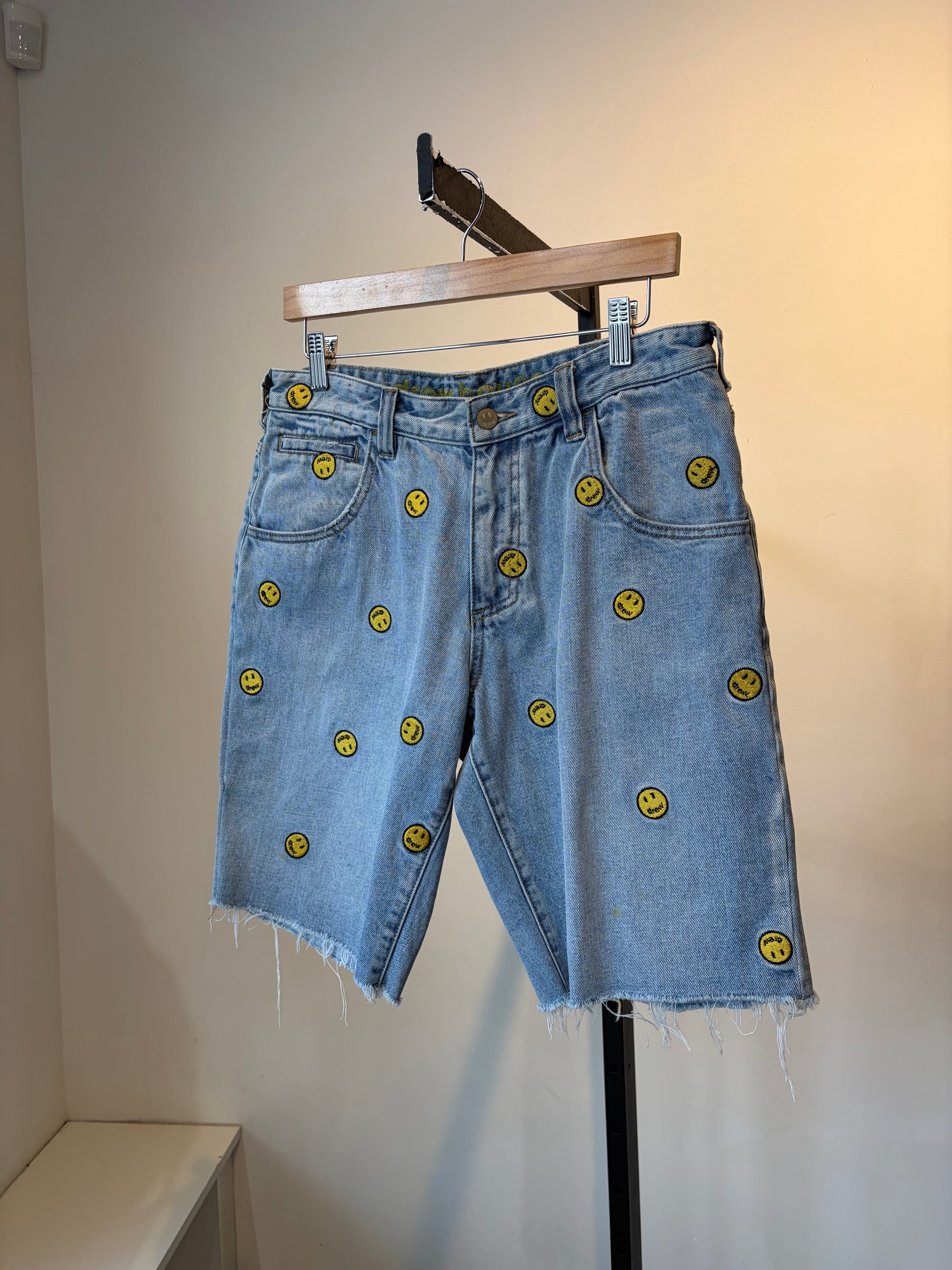 Drew House Blue/printed Denim shorts, 32