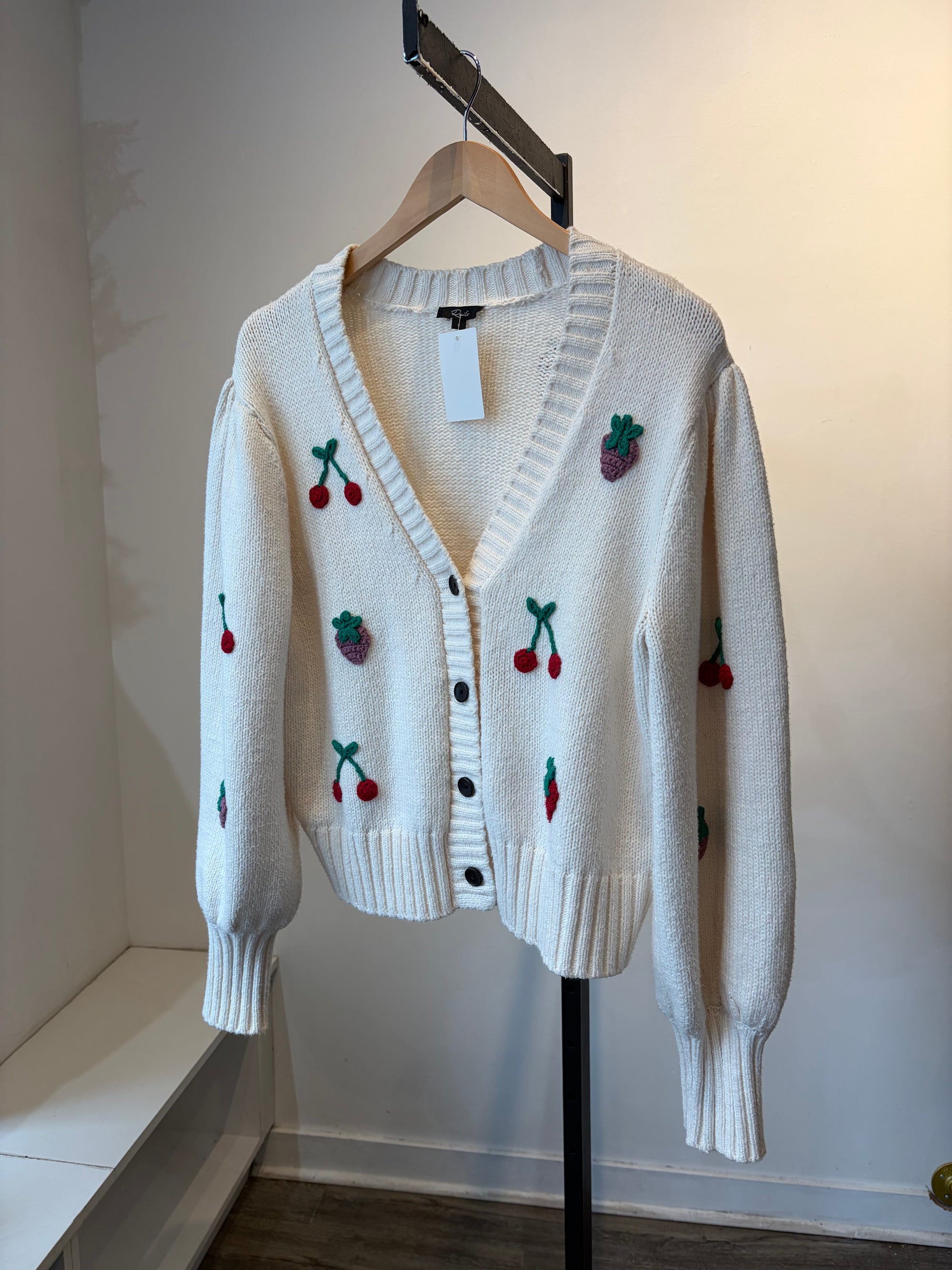 Rails Esther Berry Cardigan, Cream, Large