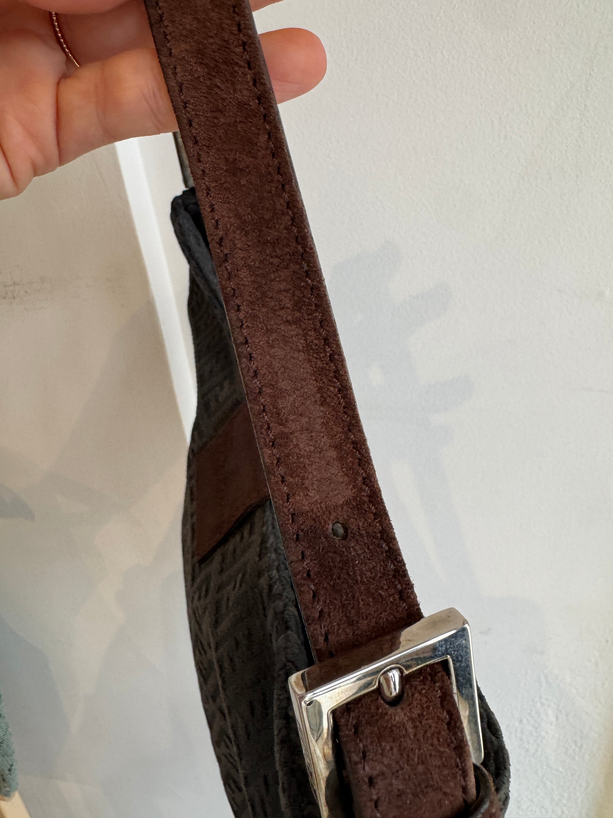 Fendi Vintage Hobo Shoulder Bag, Zucchino Monogram, Black/Brown