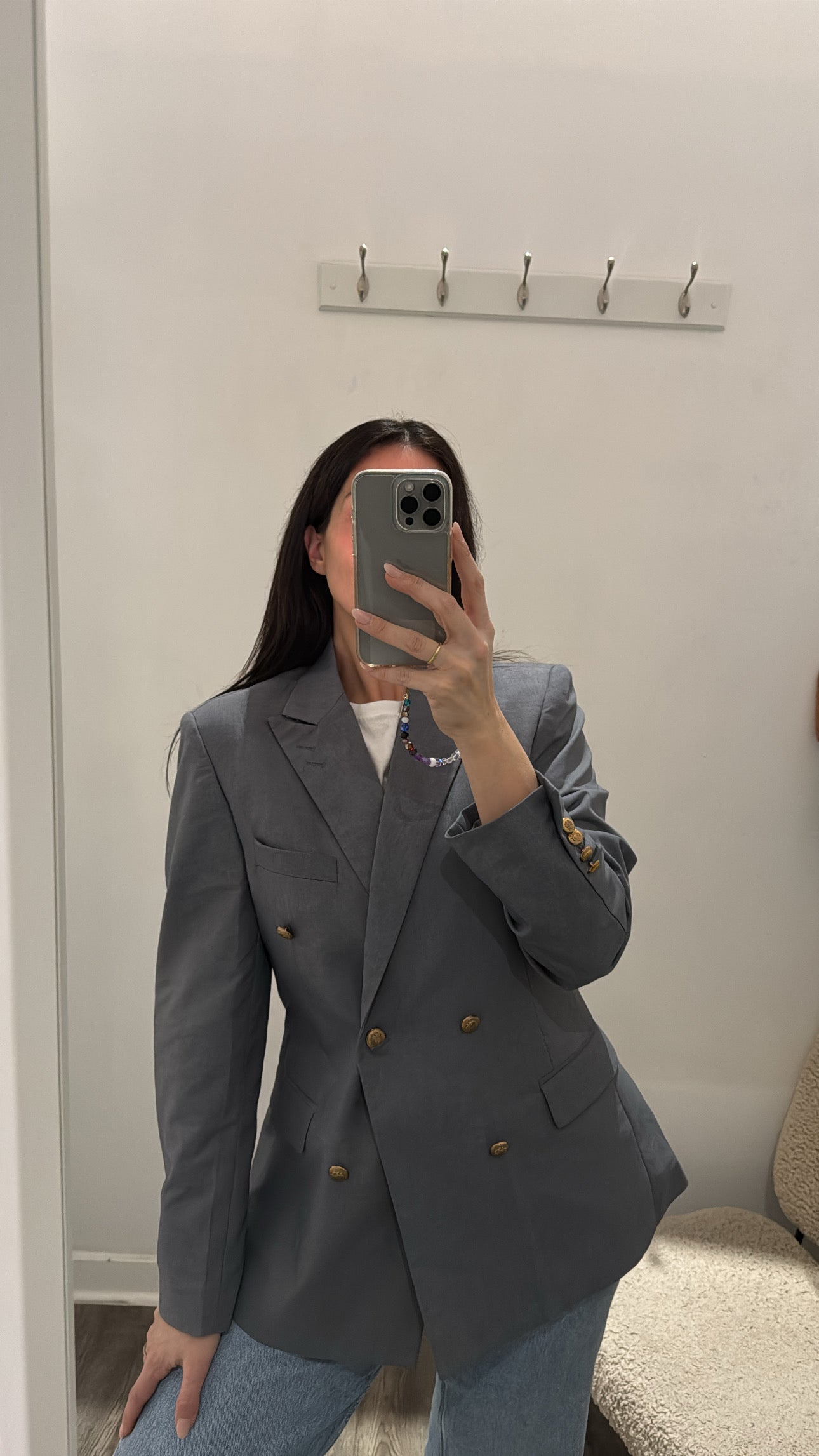 Gucci wool vintage blazer with gold buttons, Grey, 48