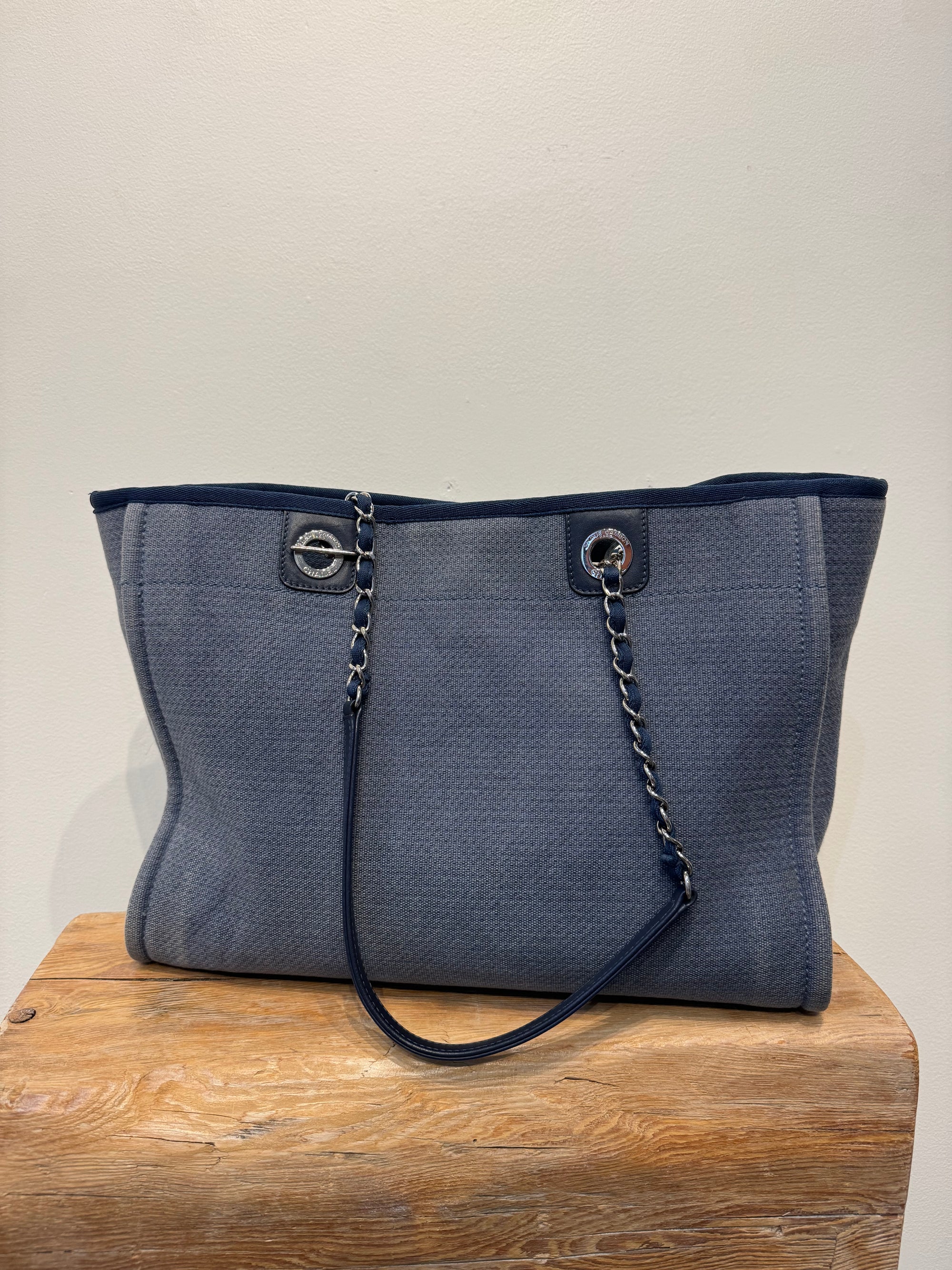 Chanel Small Deauville Shopping Tote, Blue, Small, 2014-2015