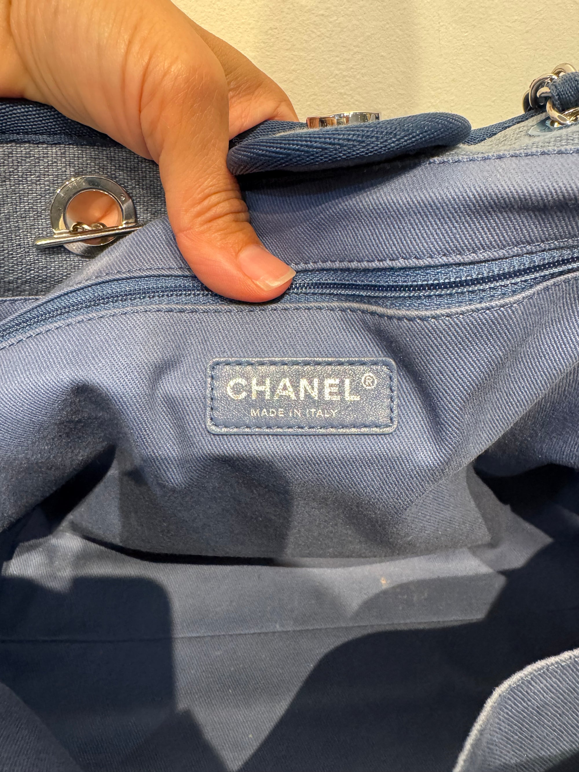 Chanel Small Deauville Shopping Tote, Blue, Small, 2014-2015