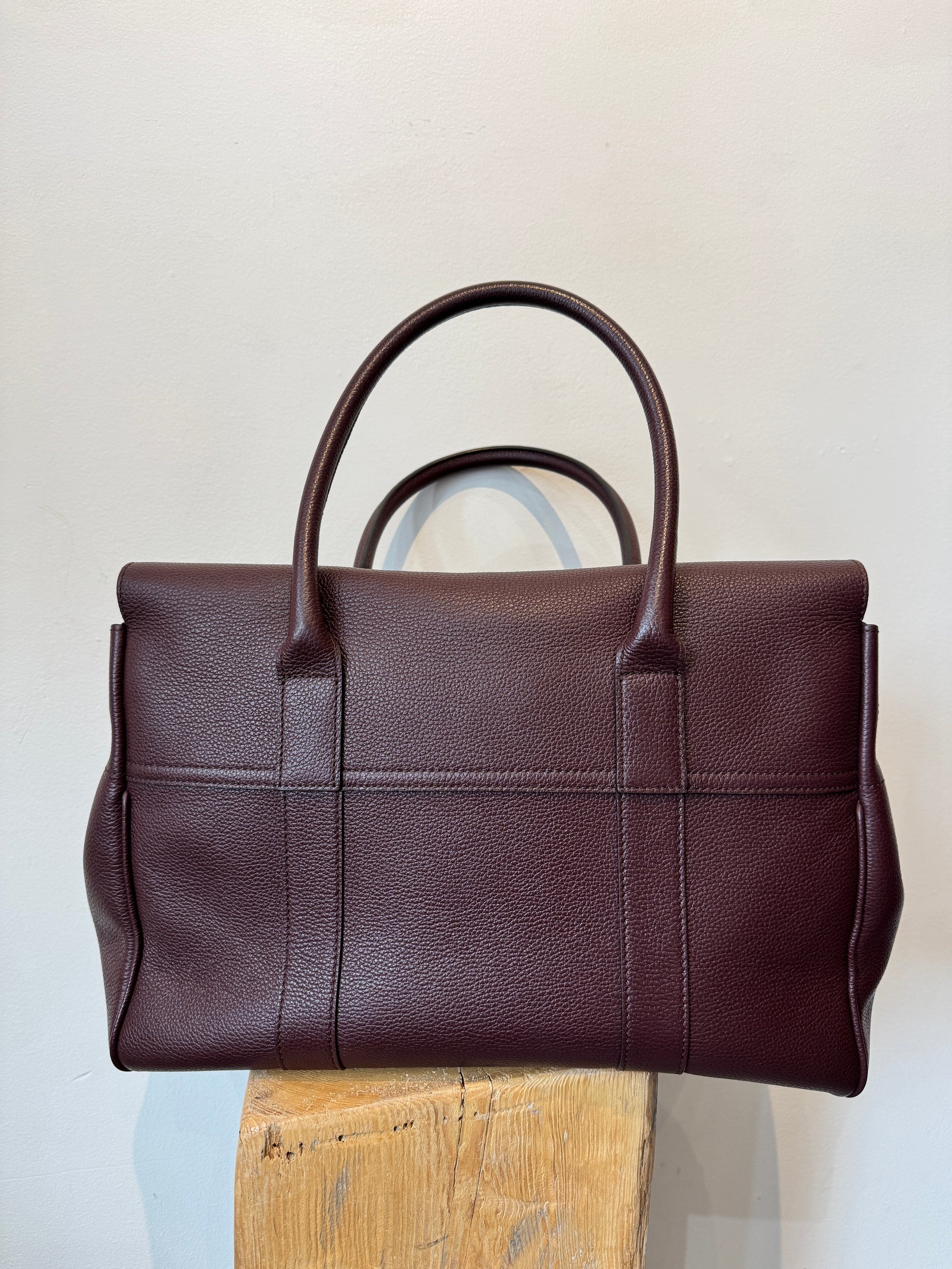 Mulberry Bayswater Handbag, Black Cherry with Small Classic Grain detailing