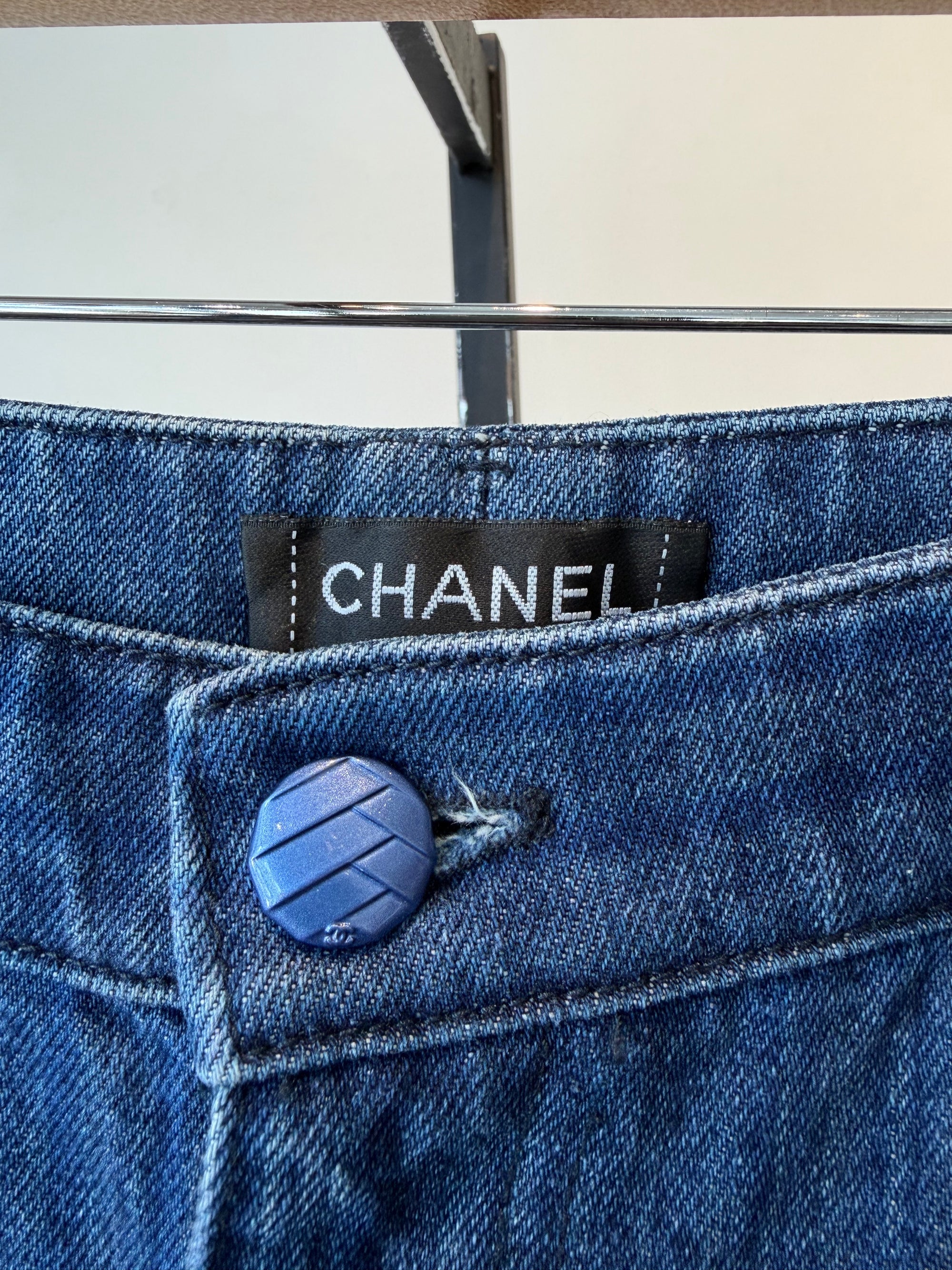 Chanel High Rise Wide Leg Jeans, 42