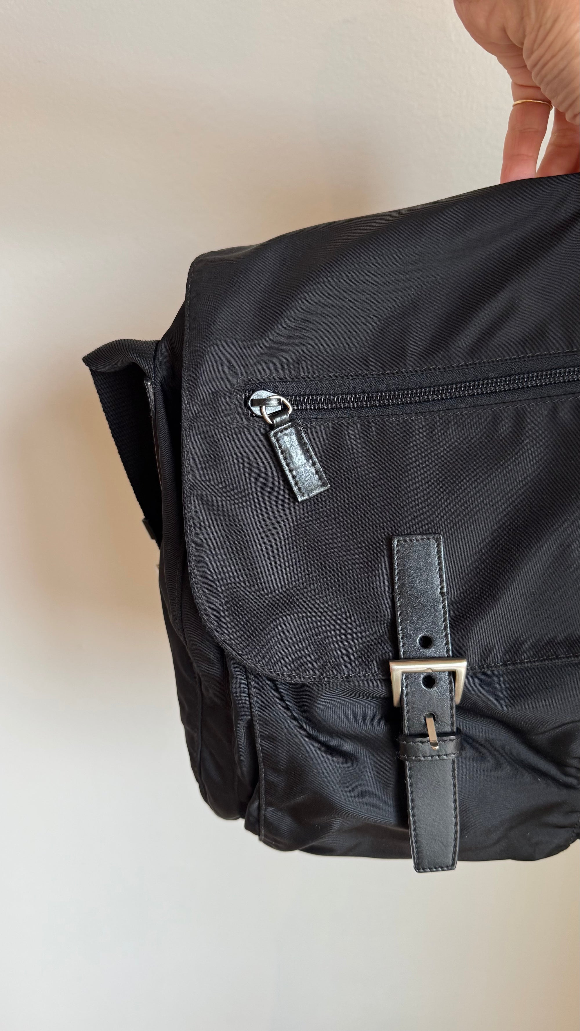 Prada Tessuto Vela Nylon Messenger Bag, Black