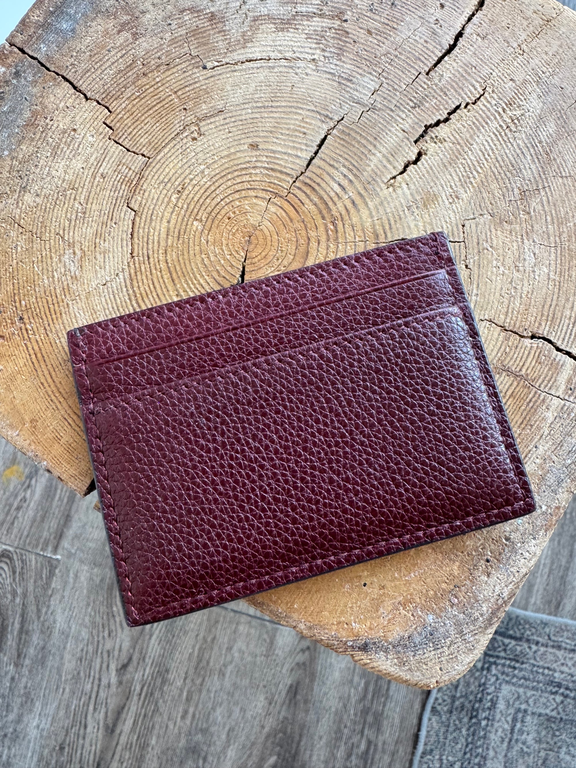 Gucci Zumi Pebbled Leather Cardholder, Burgundy