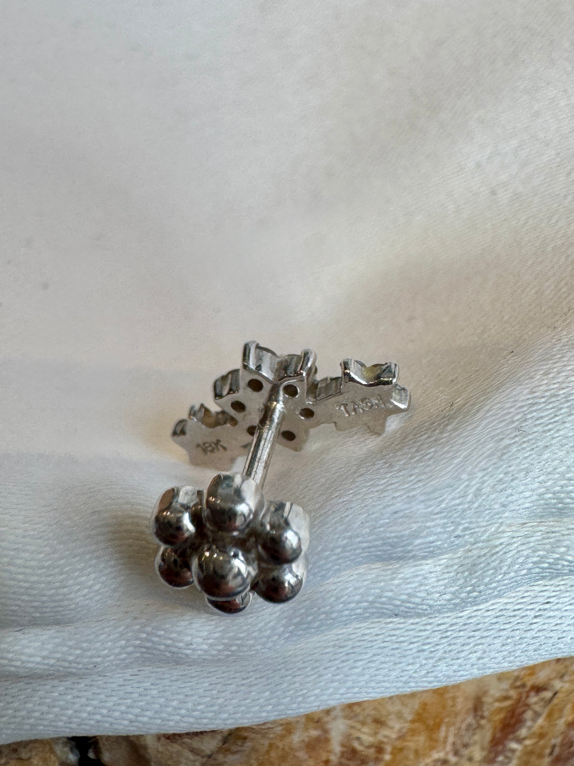 Maria Tash Diamond Three Flower Garland Stud Earring, 18k White Gold