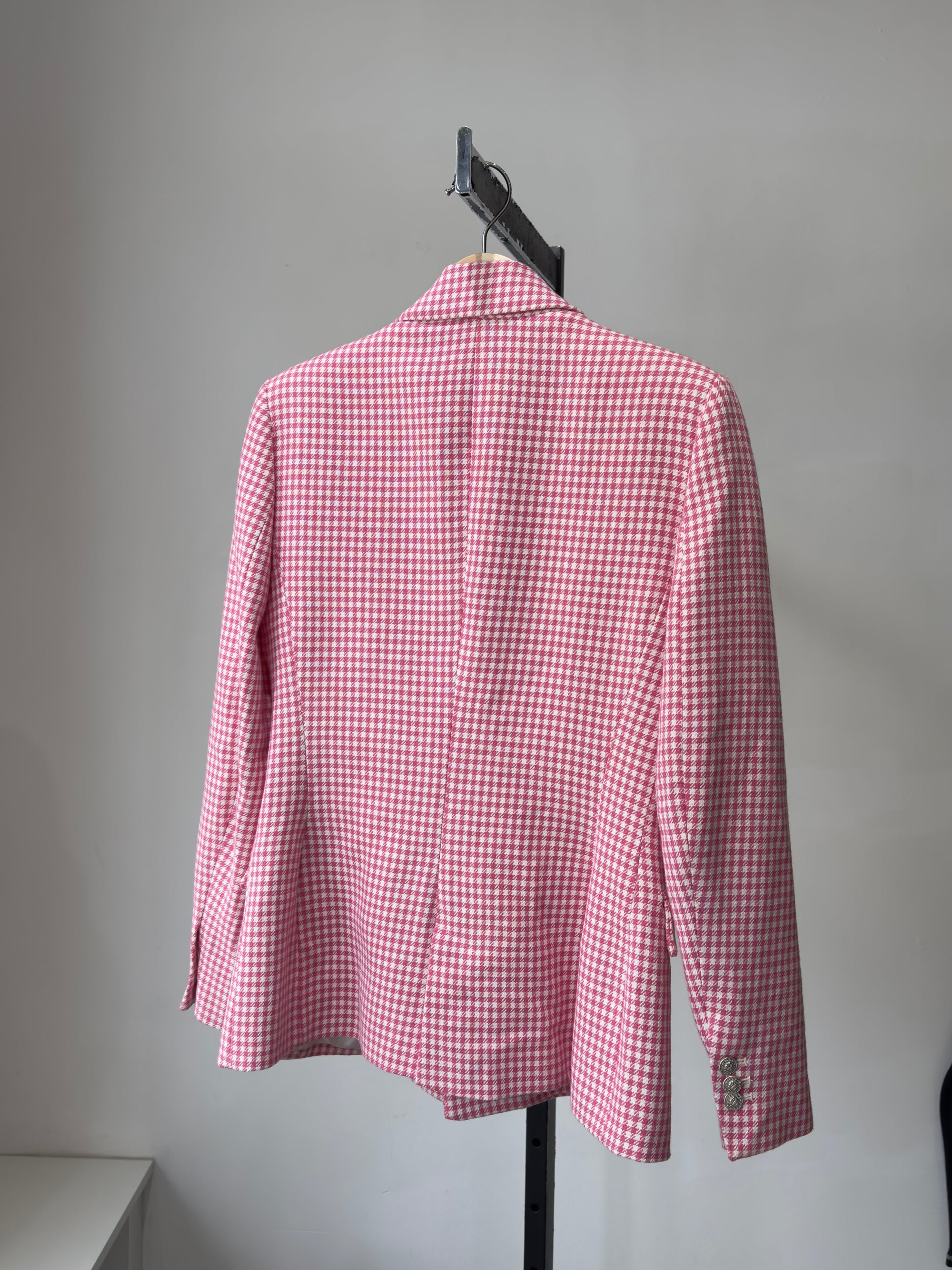 Zara Houndstooth Blazer Pink, M