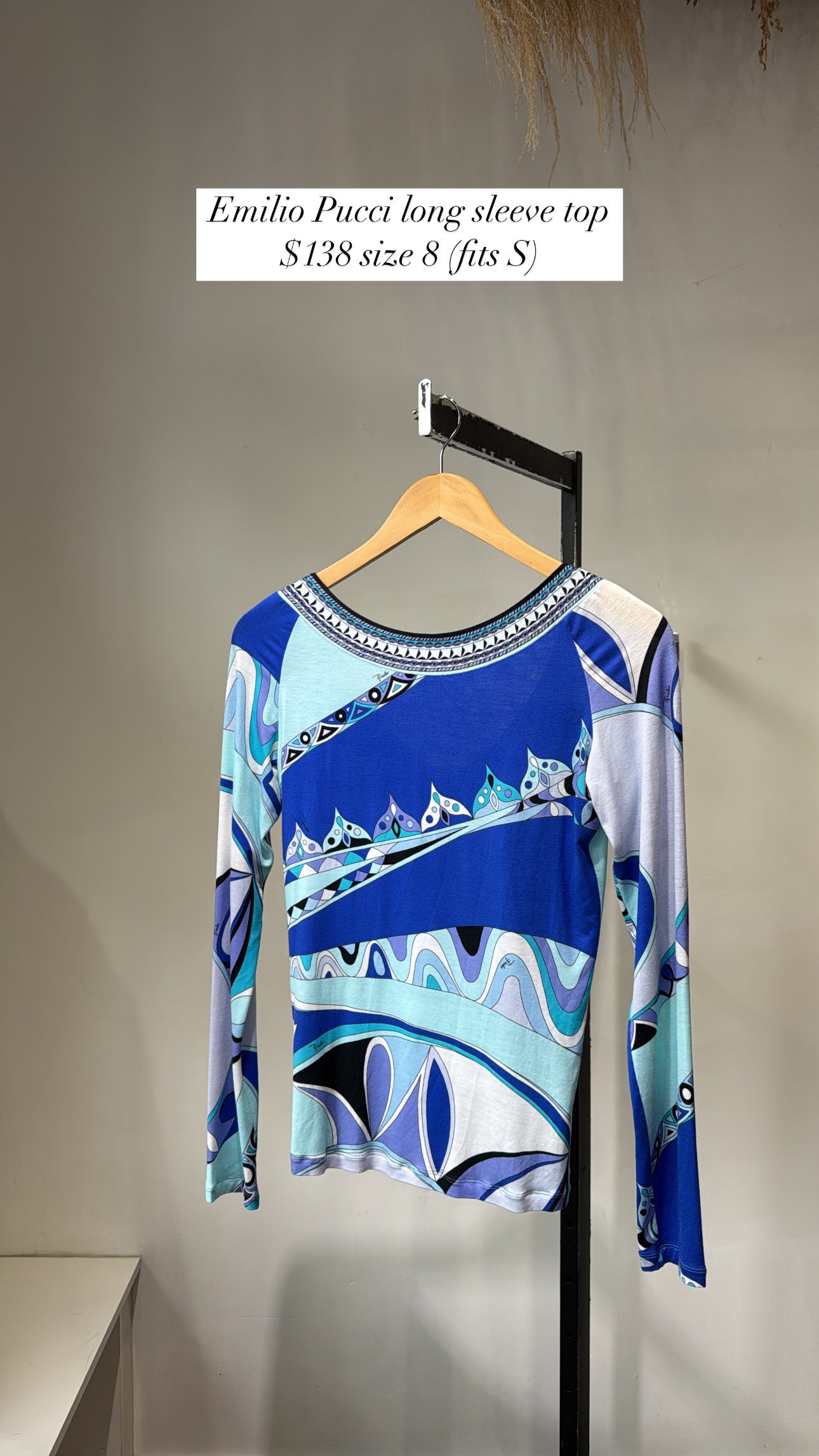 Emilio Pucci long sleeve top, Blue, 8