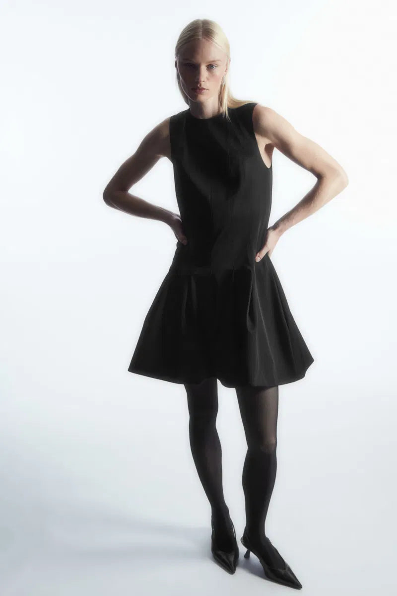 COS Sleeveless Pleated Mini Dress, Black, 8 COS Sleeveless Pleated Mini Dress, Black, 8
