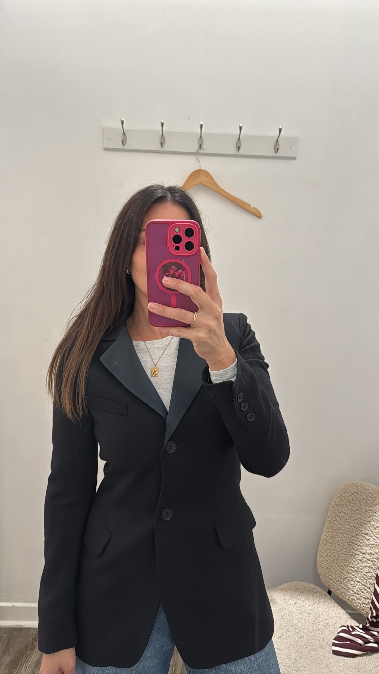 Smythe wool blazer with silk lapel, Black, 8