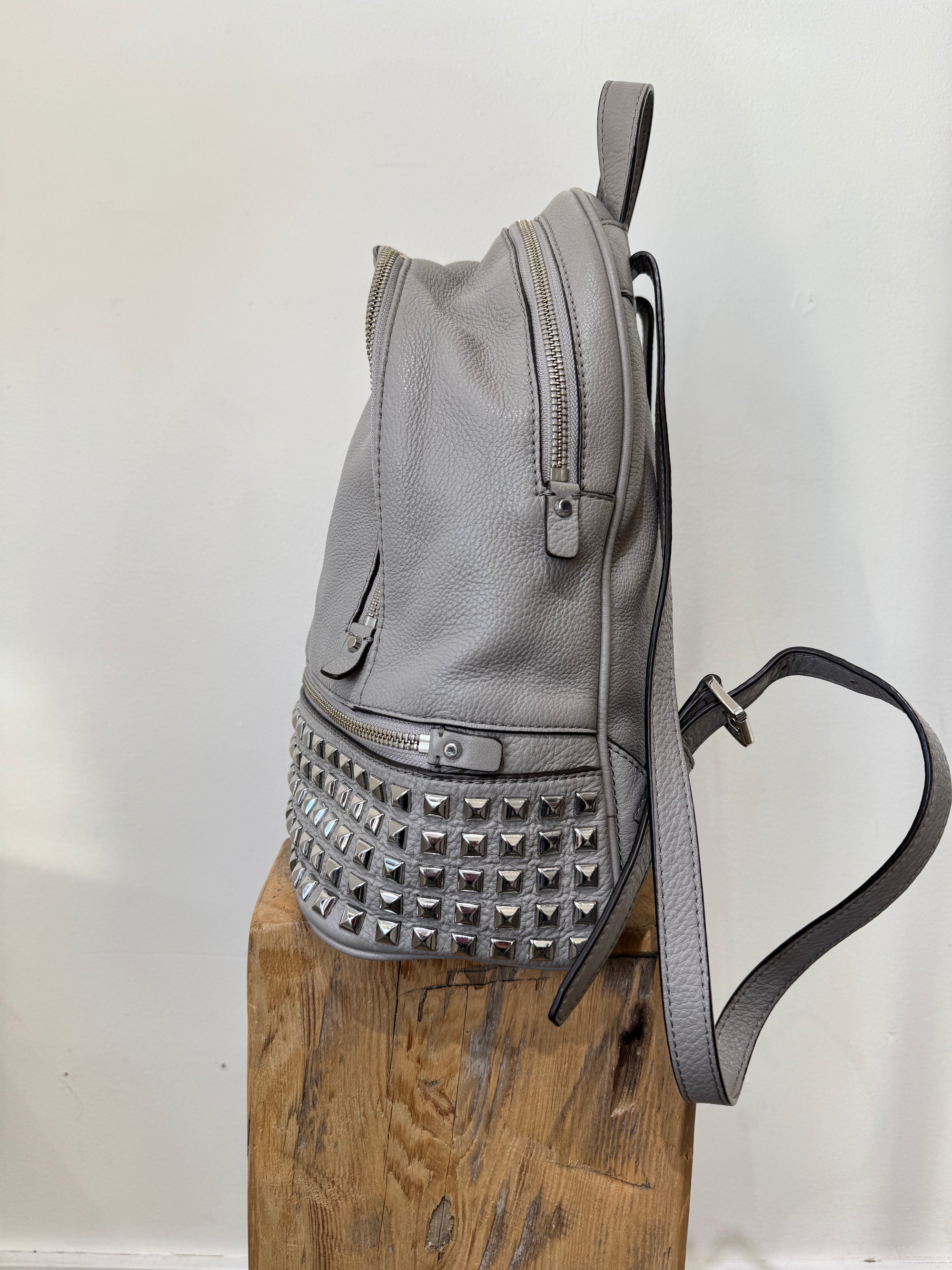 Michael Kors studded grey backpack, leather