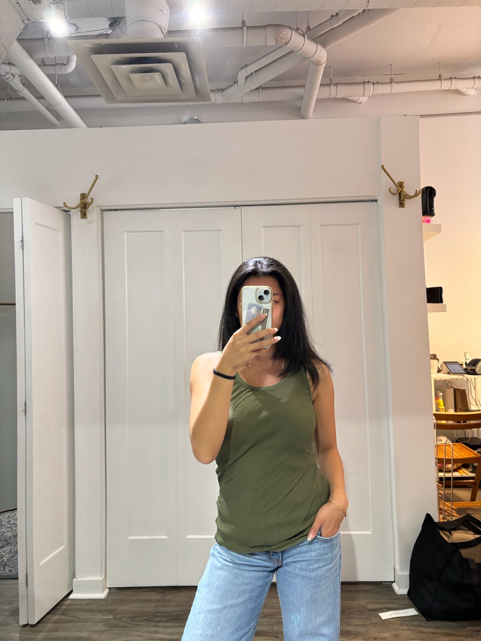 Alexander McQueen Green Layered Scoop Neck Tank Top, size 42