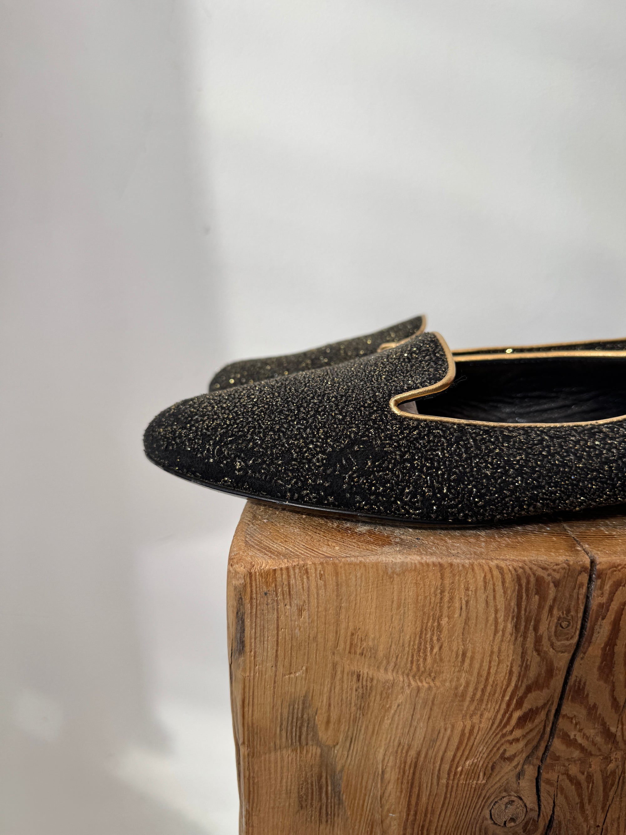 Alexander McQueen Glitter Smoking Slipper, 38