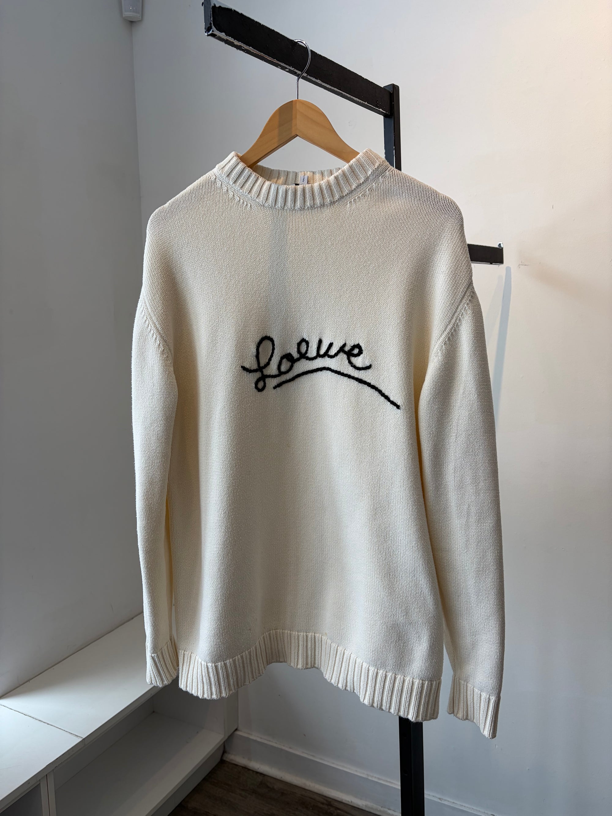 Loewe Knit Sweater, Cream, Large
