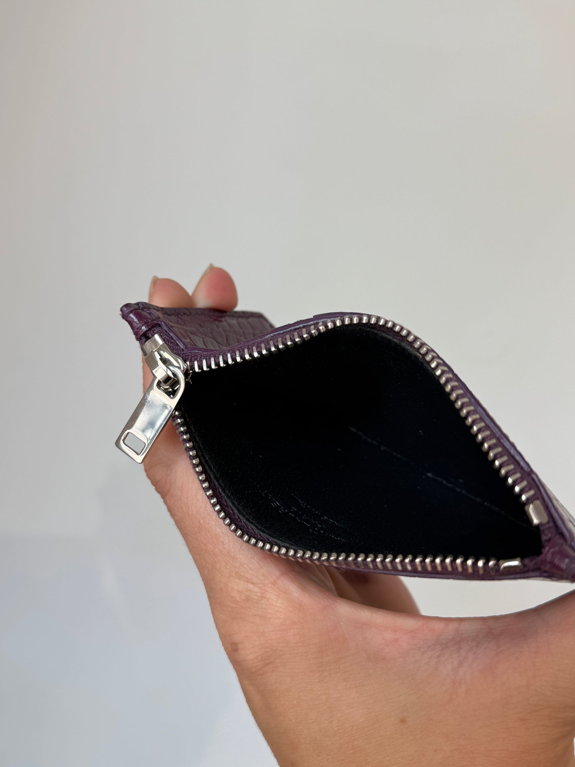 Saint Laurent Croc Card Case Purple